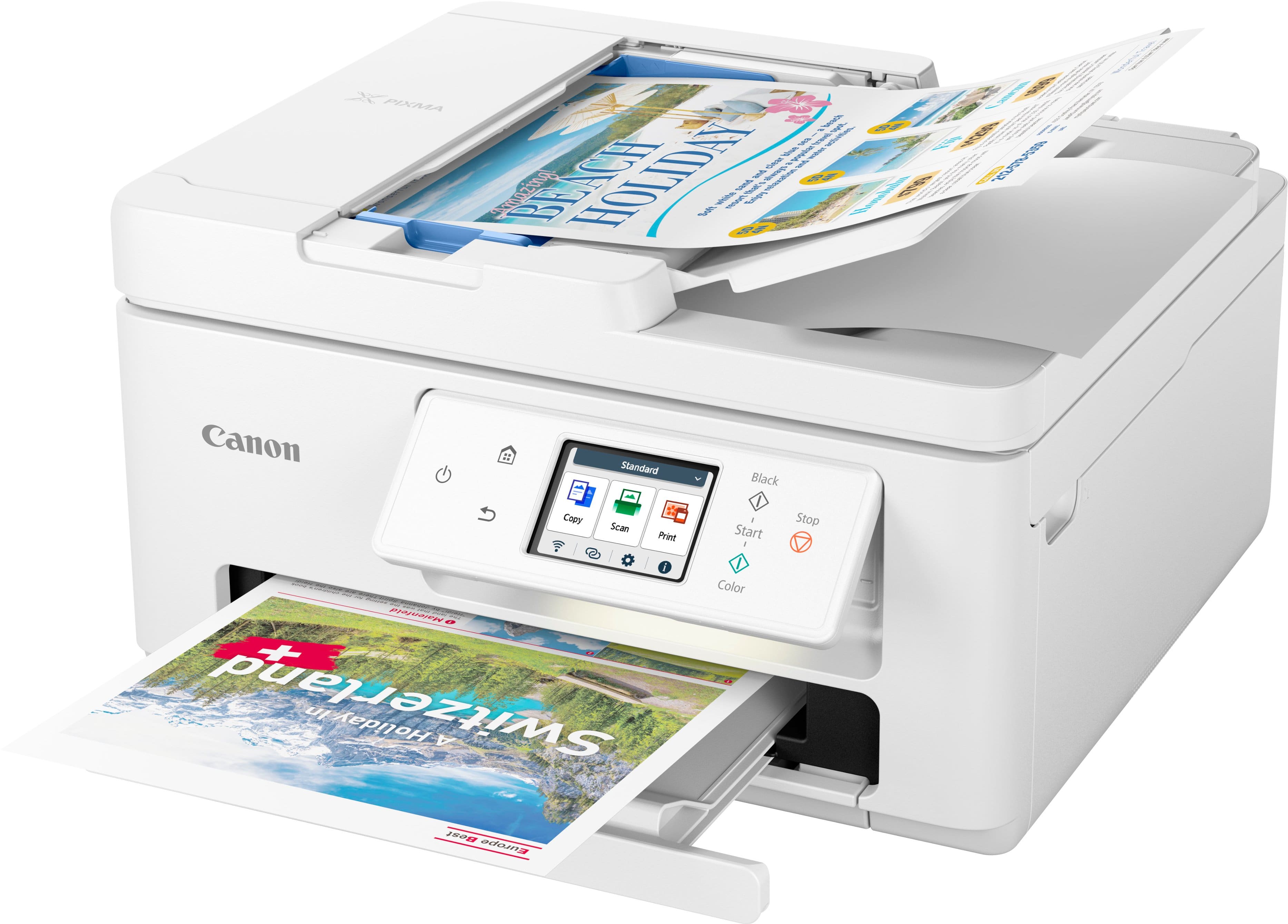 Angle View: Canon - PIXMA TR7820 Wireless All-In-One Inkjet Printer - White