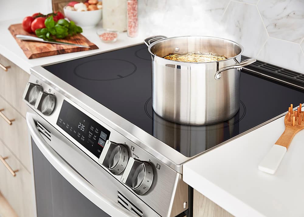 Alt View 30. LG - 6.3 Cu. Ft. Freestanding Electric Induction True Convection Range with EasyClean and Air Fry - PrintProof Stainless Steel.