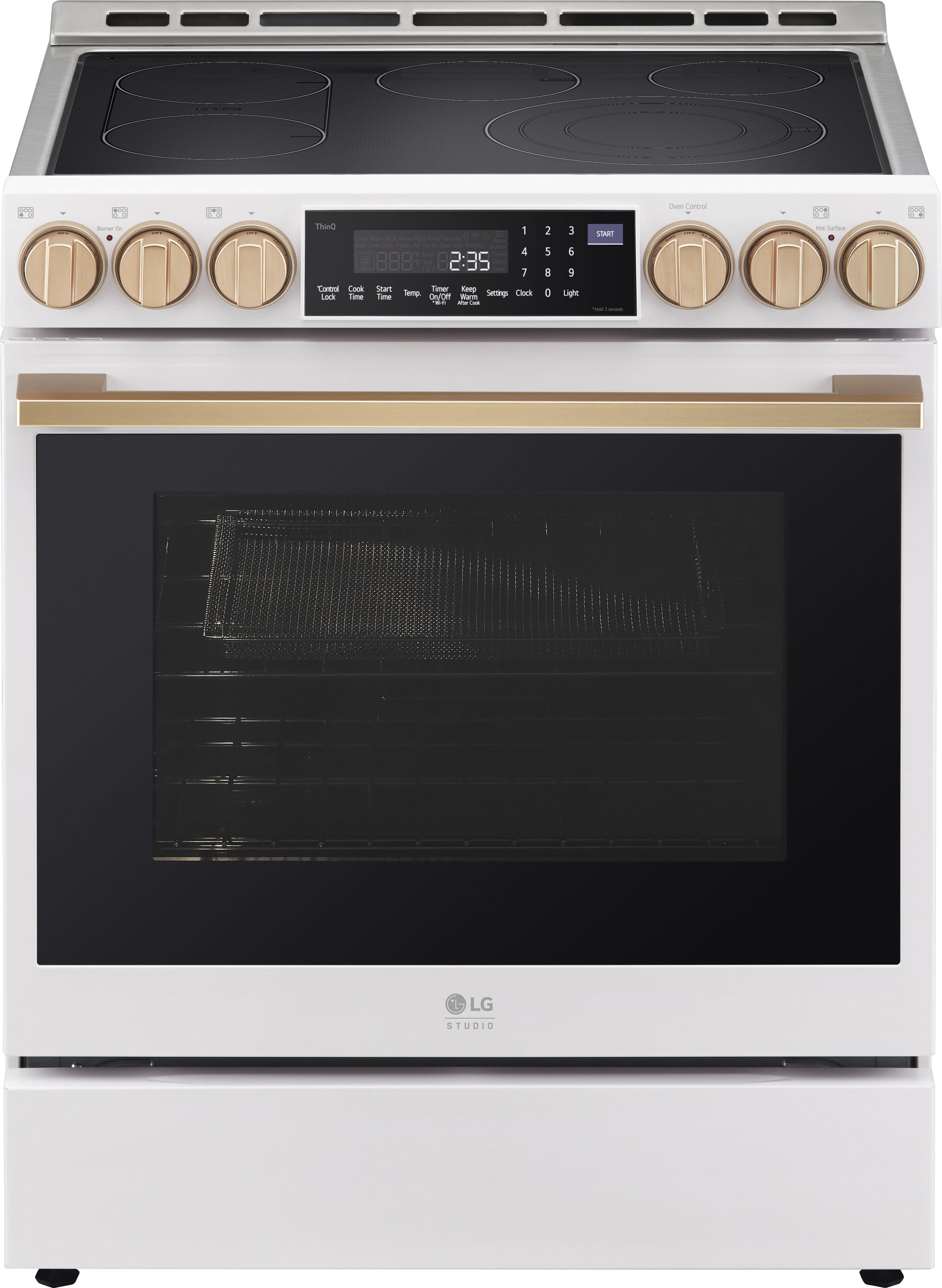 Front. LG - STUDIO 6.3 Cu. Ft. Smart Slide-In Electric True Convection Range with EasyClean and Air Sous Vide - Essence White.