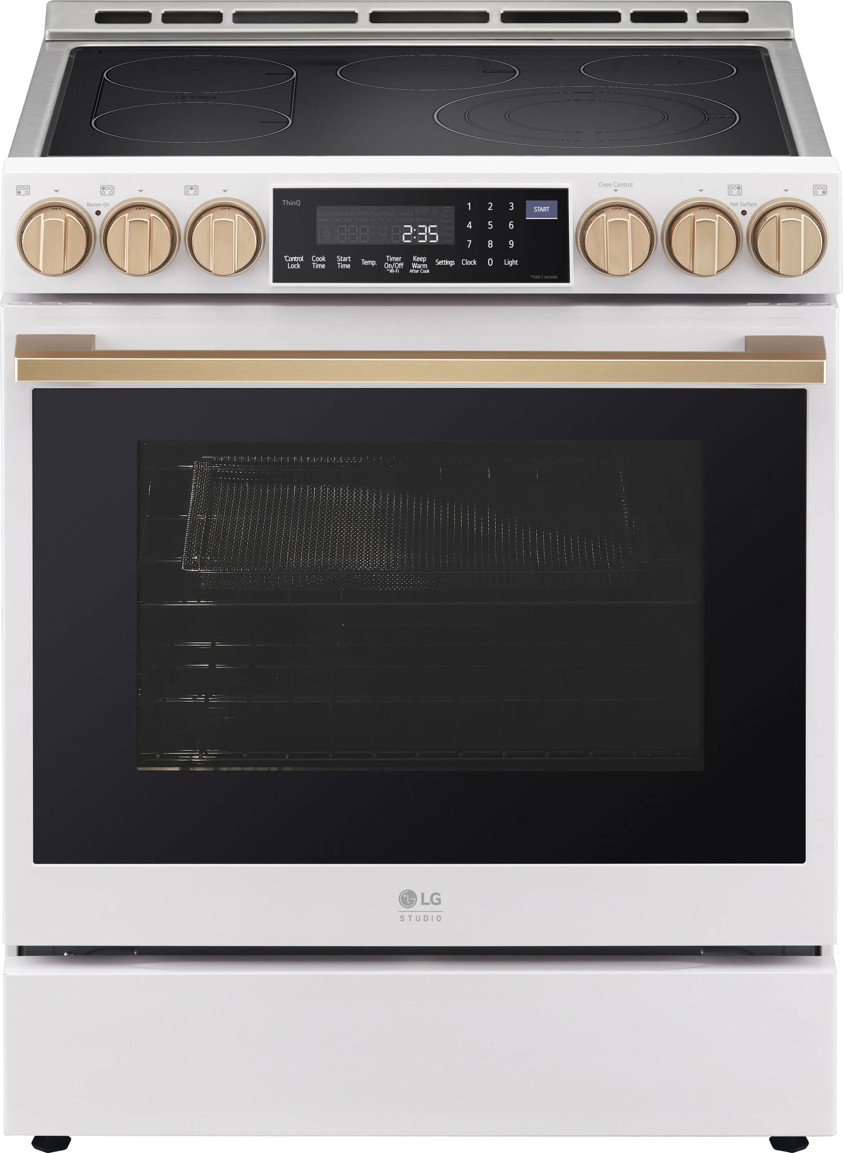 Front. LG - STUDIO 6.3 Cu. Ft. Smart Slide-In Electric True Convection Range with EasyClean and Air Sous Vide - Essence White.