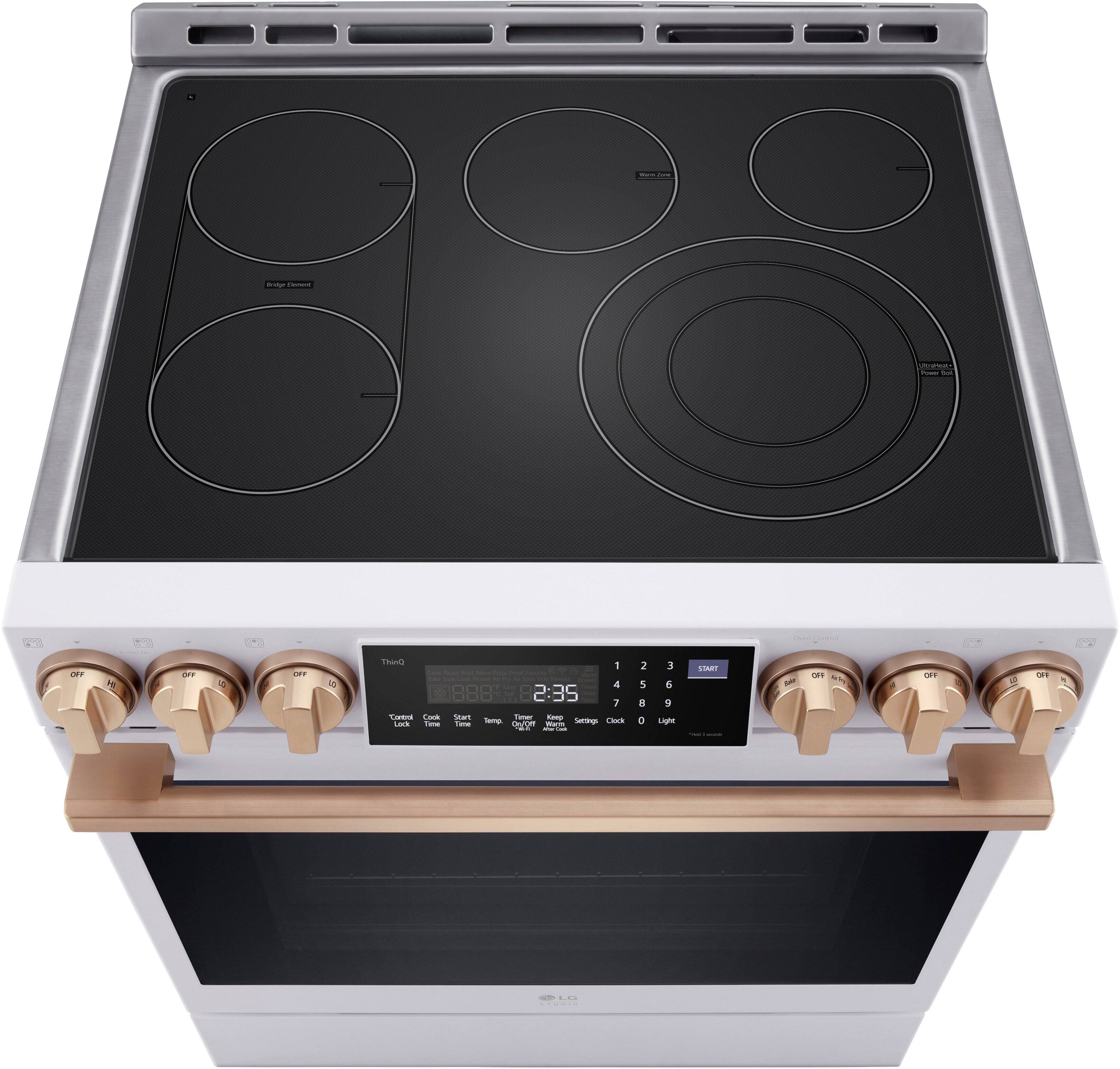 Alt View 18. LG - STUDIO 6.3 Cu. Ft. Smart Slide-In Electric True Convection Range with EasyClean and Air Sous Vide - Essence White.