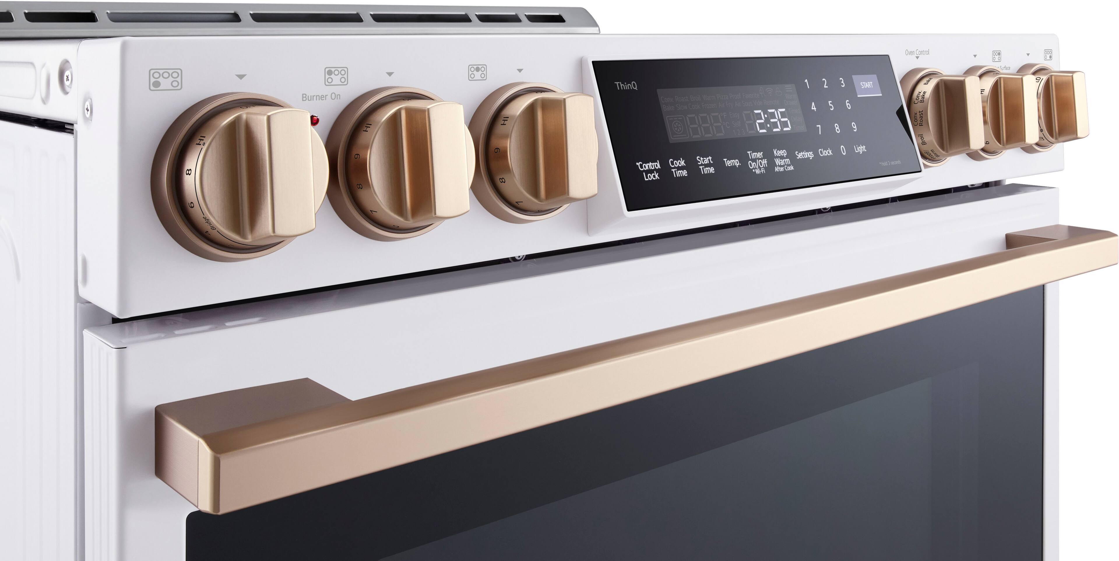 Alt View 19. LG - STUDIO 6.3 Cu. Ft. Smart Slide-In Electric True Convection Range with EasyClean and Air Sous Vide - Essence White.