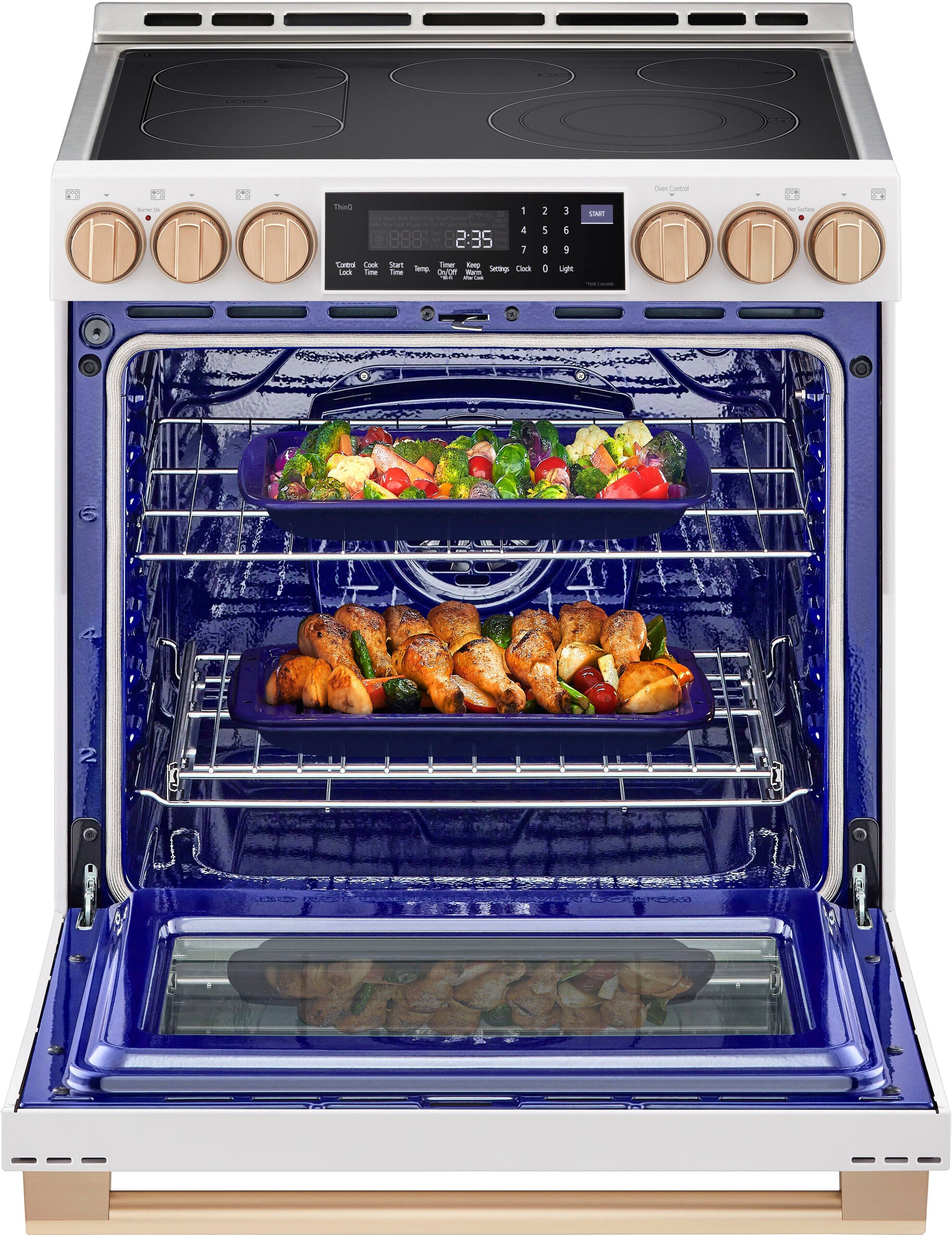 Alt View 1. LG - STUDIO 6.3 Cu. Ft. Smart Slide-In Electric True Convection Range with EasyClean and Air Sous Vide - Essence White.