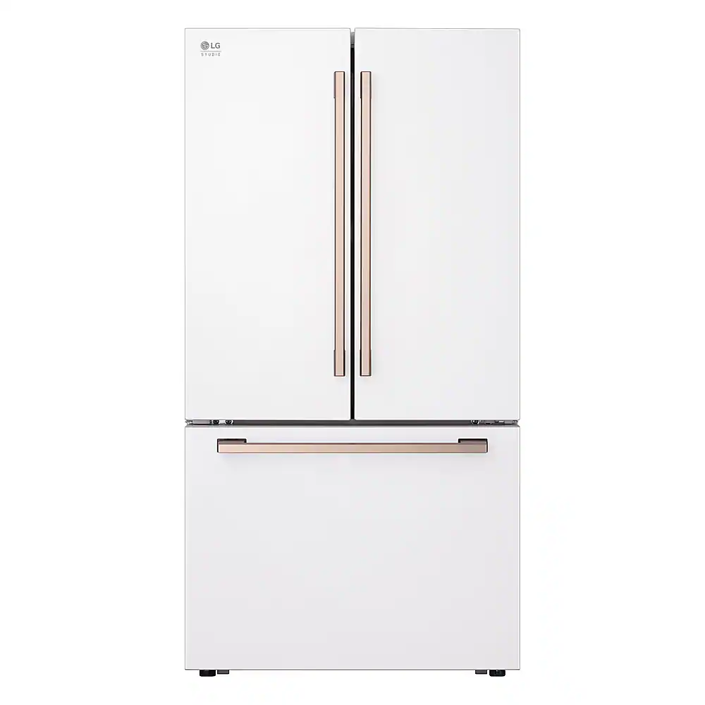 Front. LG - STUDIO Counter-Depth MAX 26.5 Cu. Ft. French Door Smart Refrigerator with Internal Water Dispenser - Essence White.