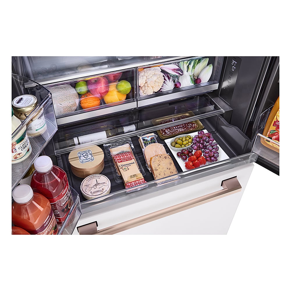 The refrigerator is full of food.