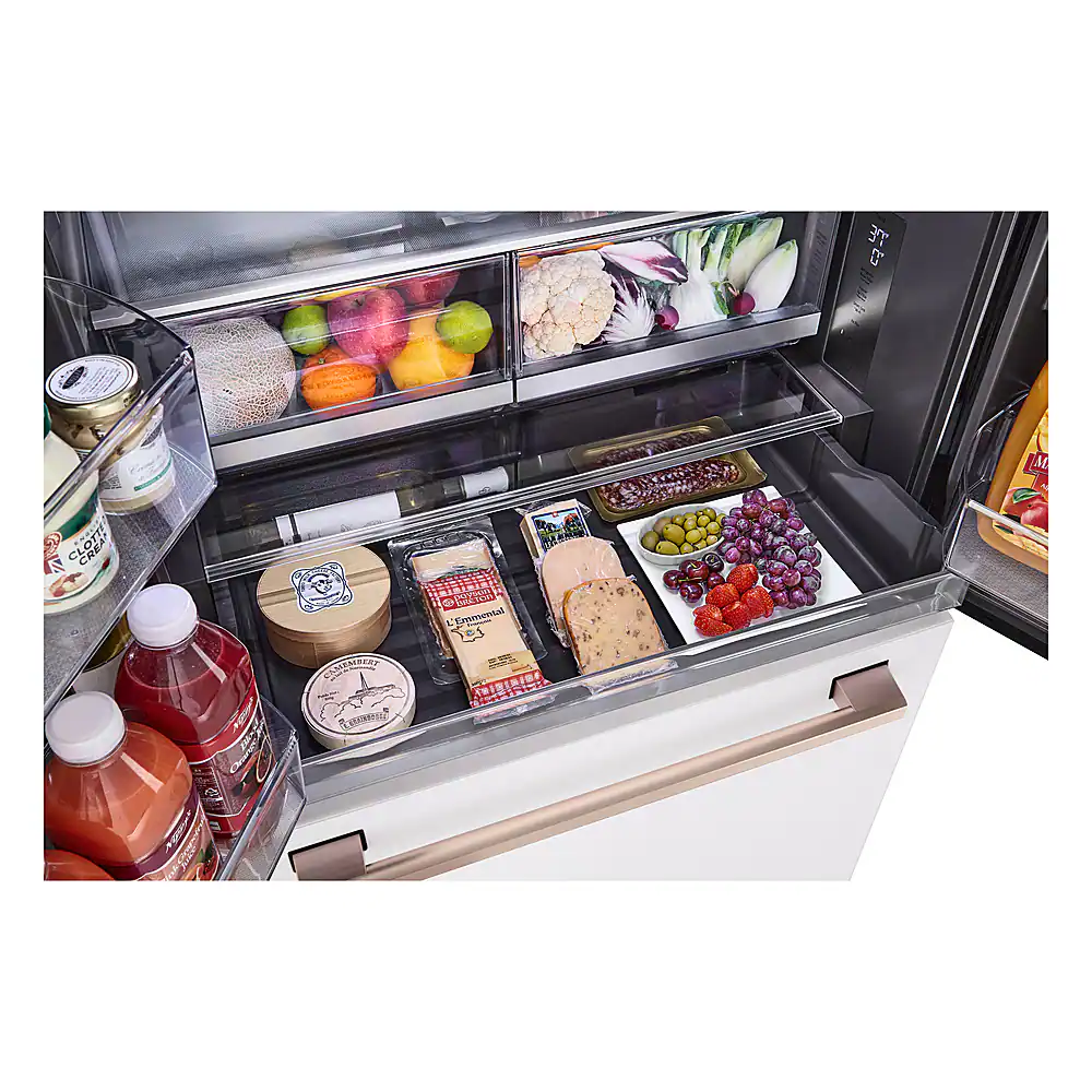 The refrigerator is full of food.