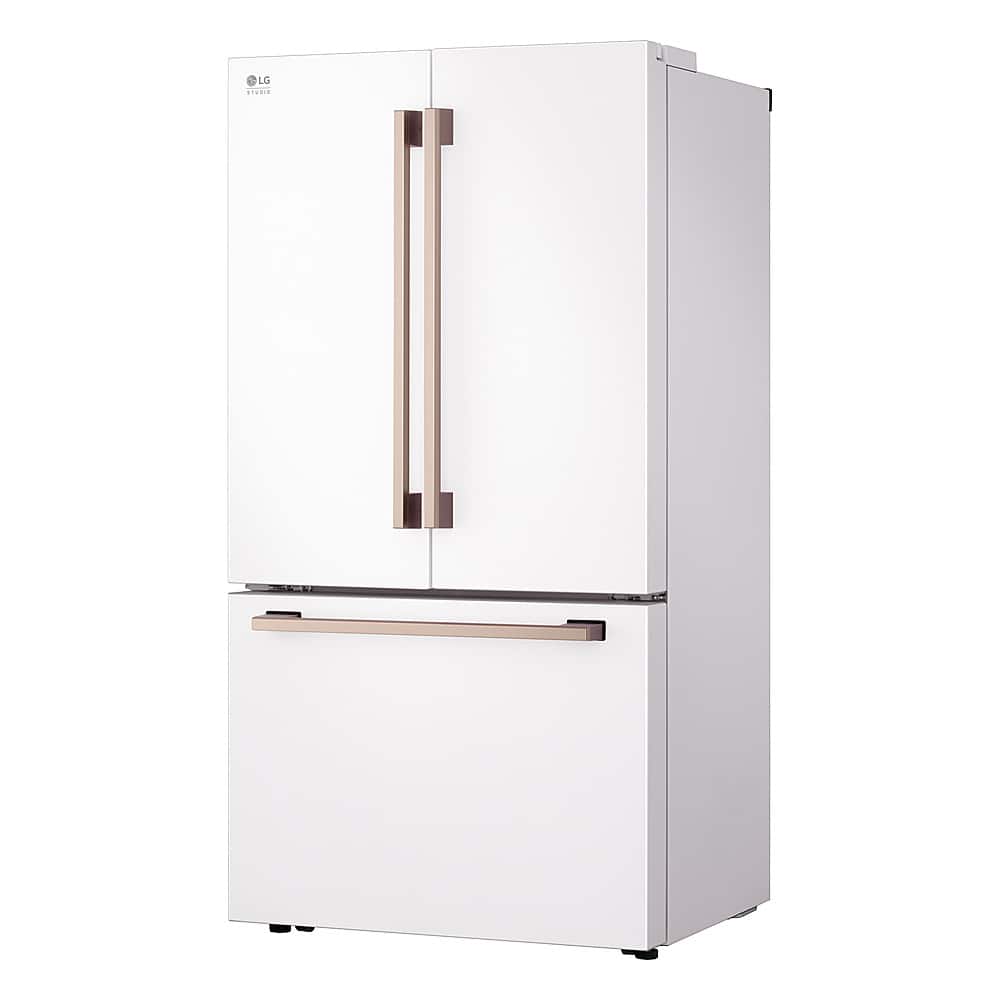Left. LG - STUDIO Counter-Depth MAX 26.5 Cu. Ft. French Door Smart Refrigerator with Internal Water Dispenser - Essence White.