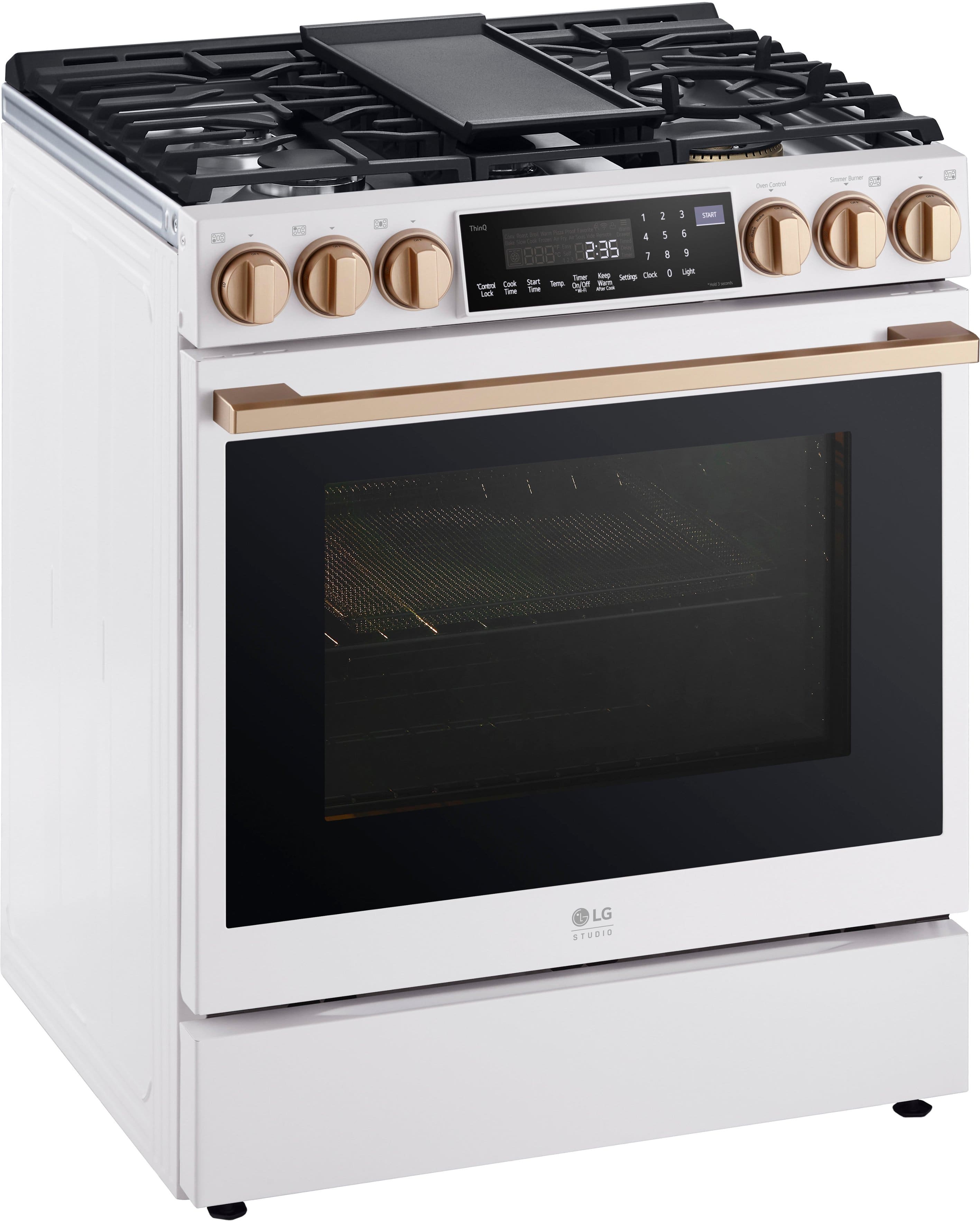 Angle. LG - STUDIO 6.3 Cu. Ft. Slide-In Gas True Convection Range with EasyClean and Sous Vide - Essence White.