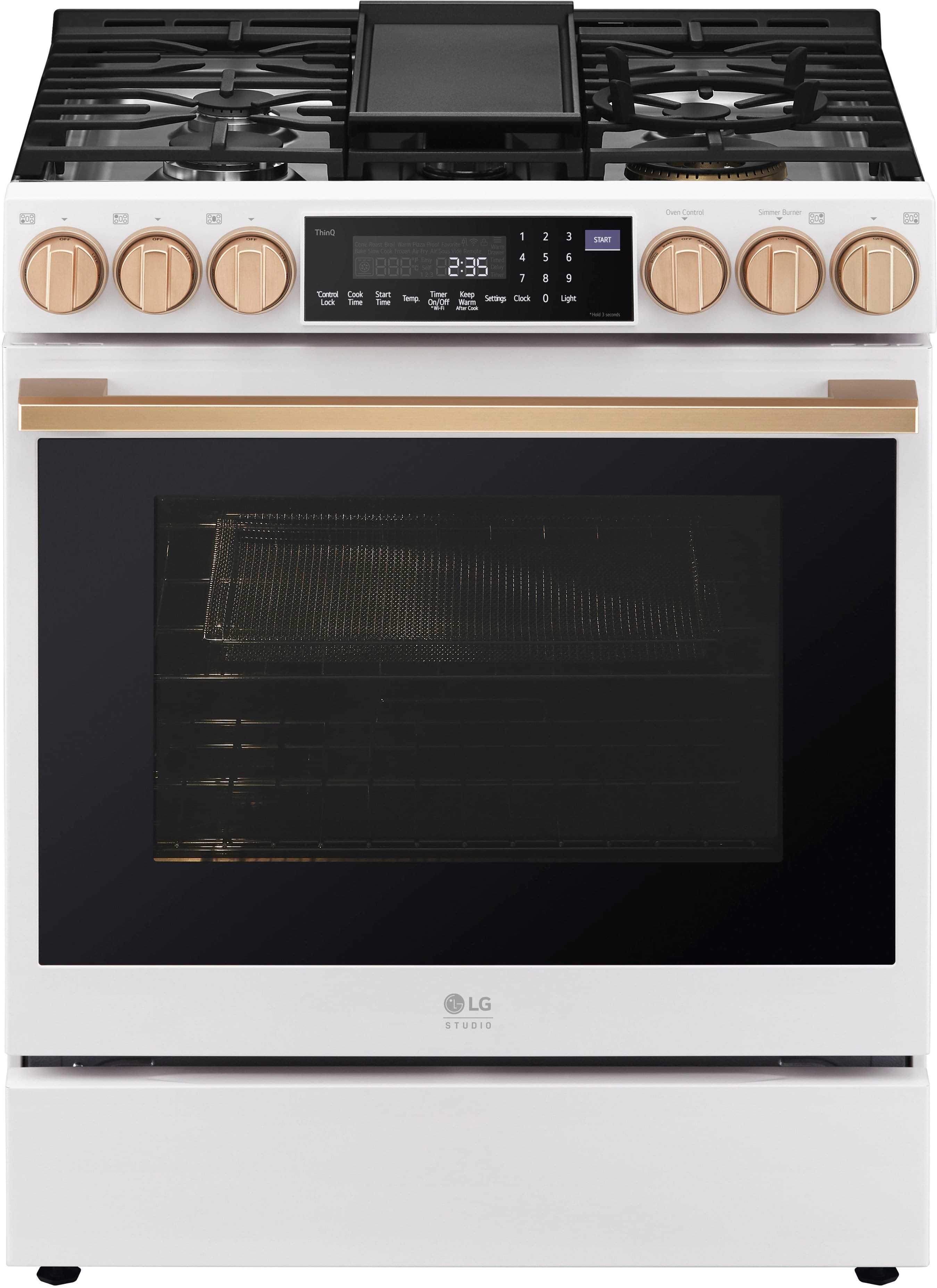 LG - STUDIO 6.3 Cu. Ft. Smart Slide-In Gas True Convection Range with EasyClean and Sous Vide - Essence White - Front_Zoom