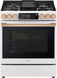 LG - STUDIO 6.3 Cu. Ft. Slide-In Gas True Convection Range with EasyClean and Sous Vide - Essence White - Front_Zoom