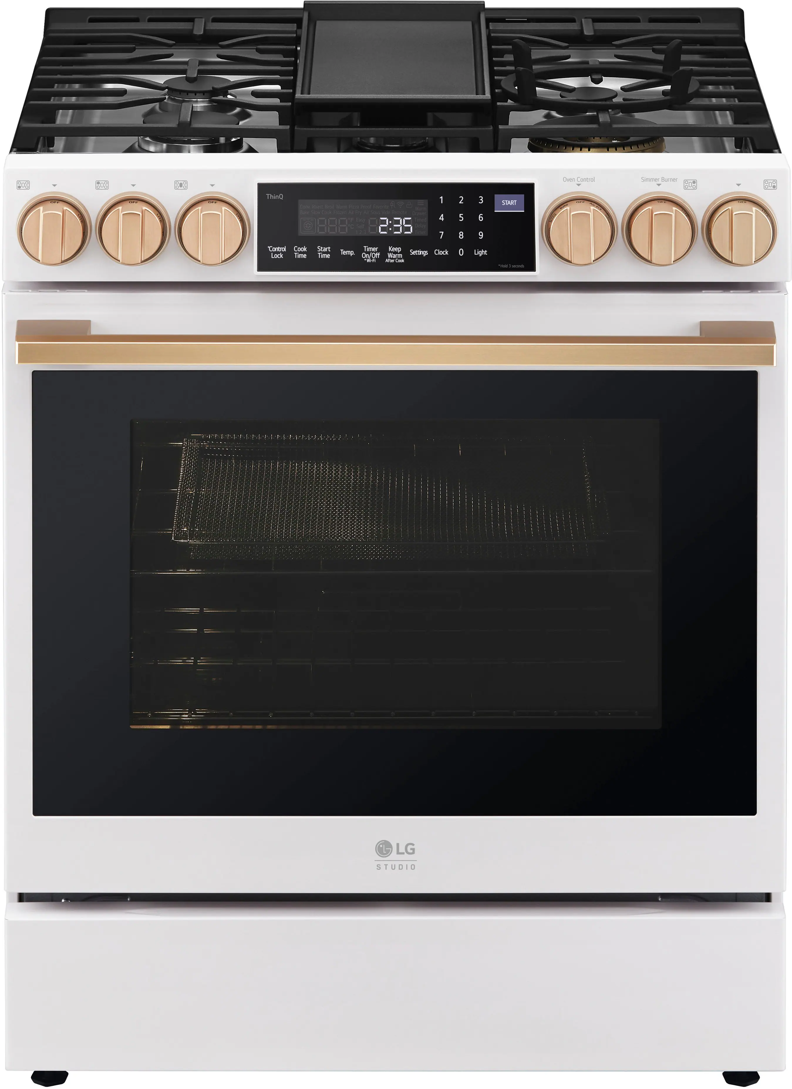 Front. LG - STUDIO 6.3 Cu. Ft. Slide-In Gas True Convection Range with EasyClean and Sous Vide - Essence White.