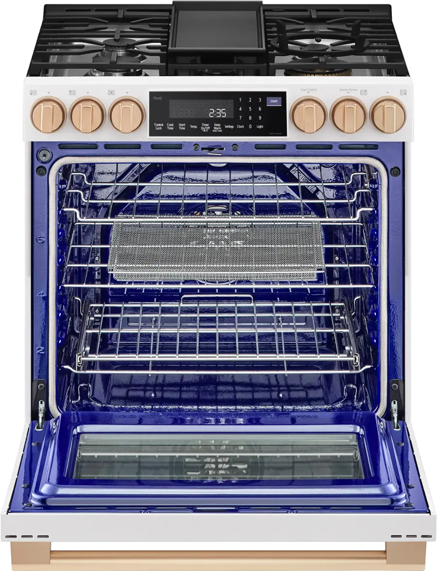 Alt View 12. LG - STUDIO 6.3 Cu. Ft. Slide-In Gas True Convection Range with EasyClean and Sous Vide - Essence White.
