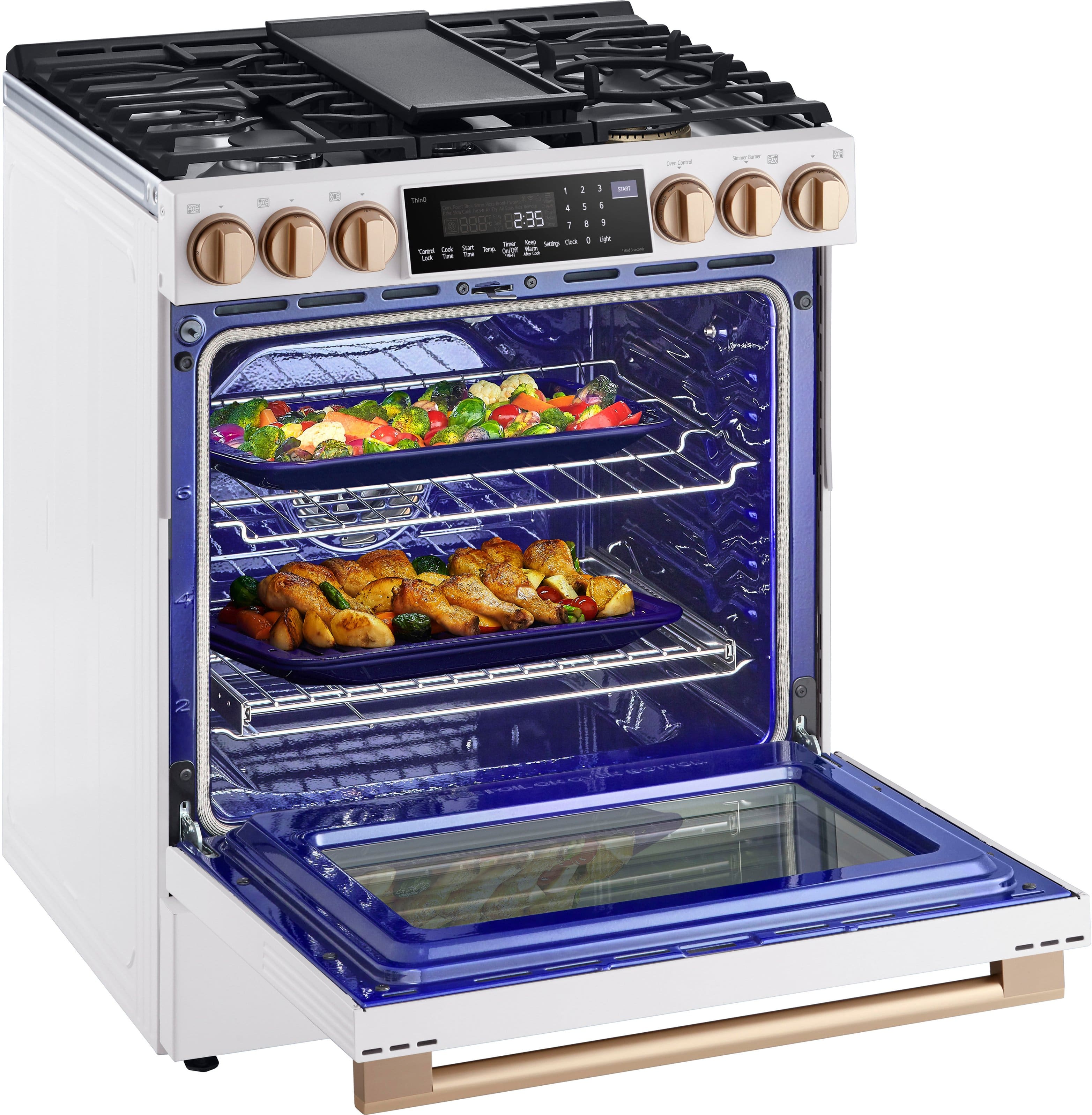 Alt View 15. LG - STUDIO 6.3 Cu. Ft. Slide-In Gas True Convection Range with EasyClean and Sous Vide - Essence White.