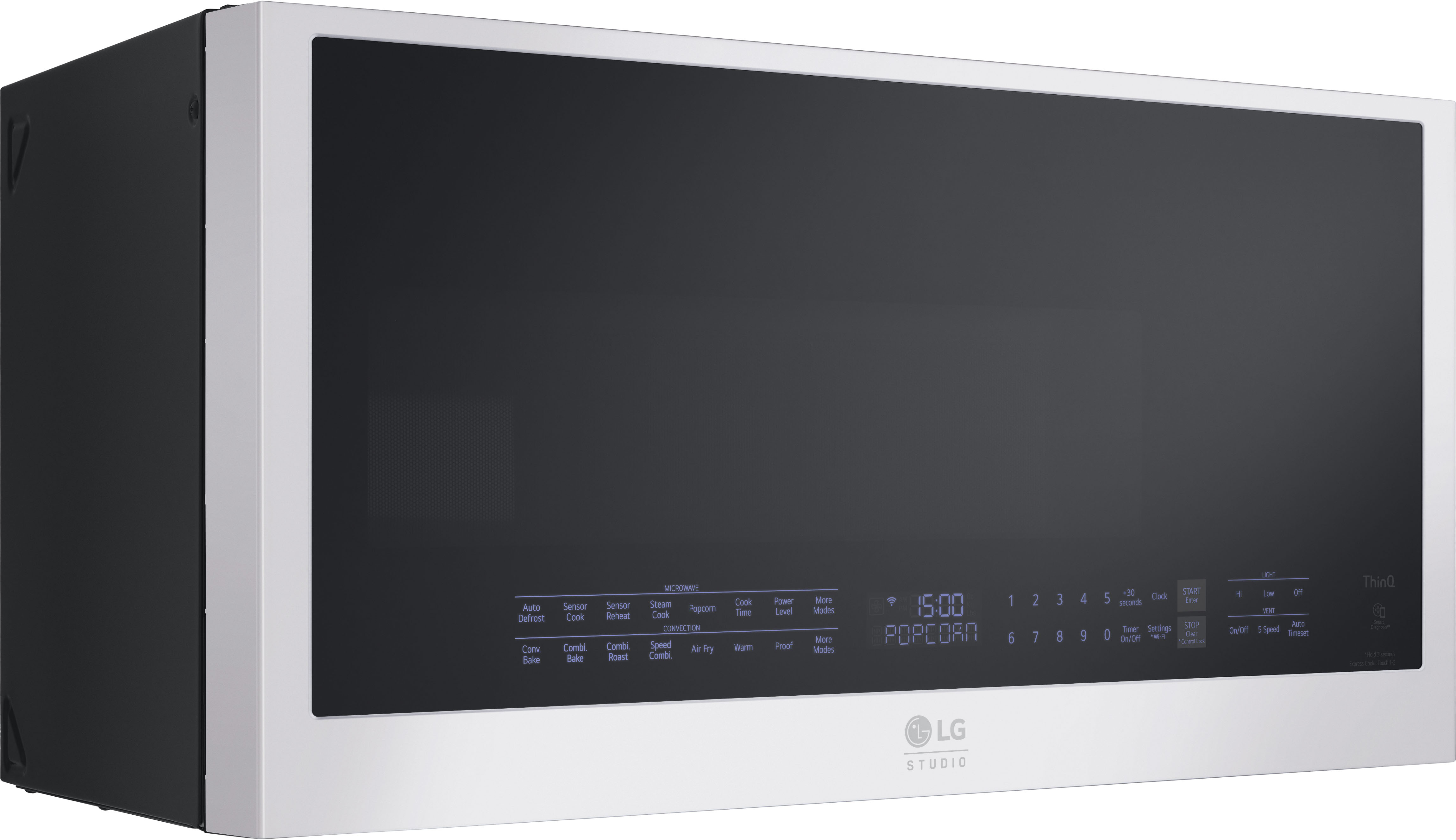 Angle. LG - STUDIO 1.7 Cu. Ft. Convection Over-the-Range Microwave with Sensor Cooking and Air Fry - Essence White.