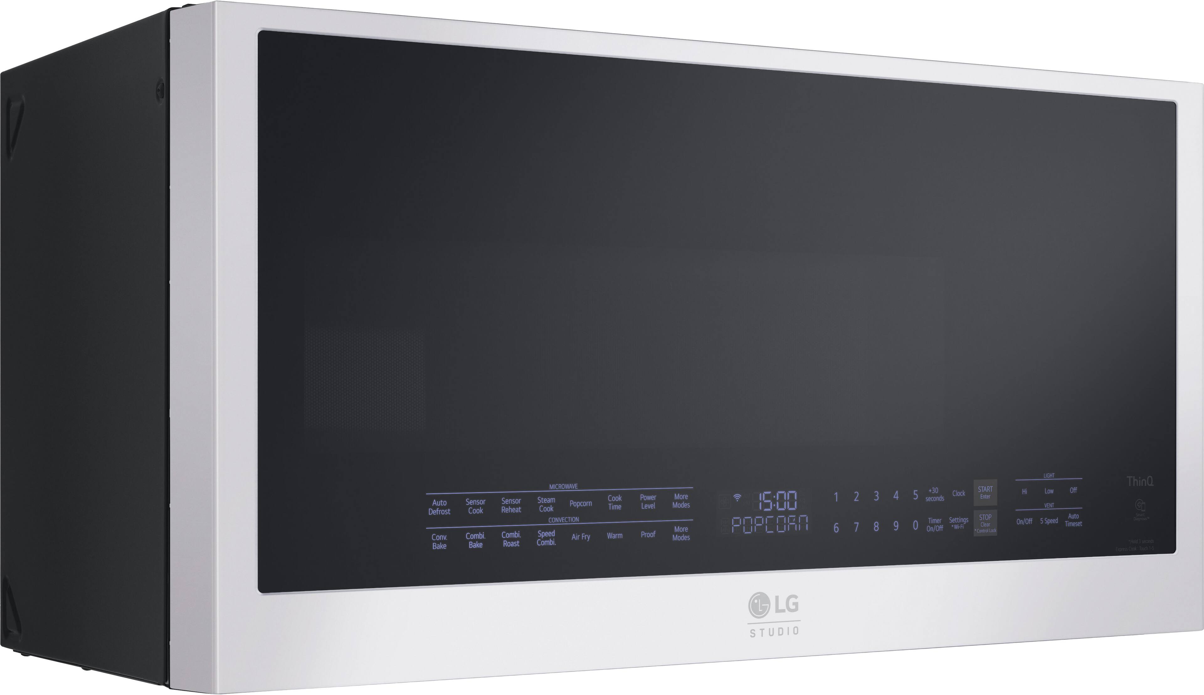 Angle. LG - STUDIO 1.7 Cu. Ft. Convection Over-the-Range Microwave with Sensor Cooking and Air Fry - Essence White.