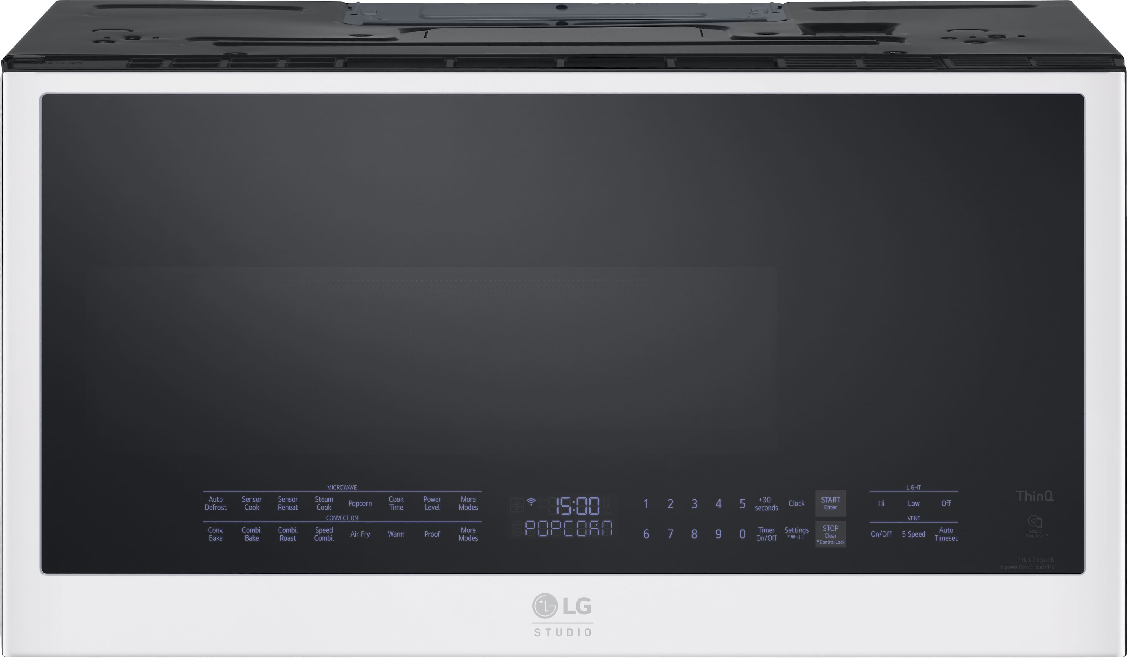 Front. LG - STUDIO 1.7 Cu. Ft. Convection Over-the-Range Microwave with Sensor Cooking and Air Fry - Essence White.