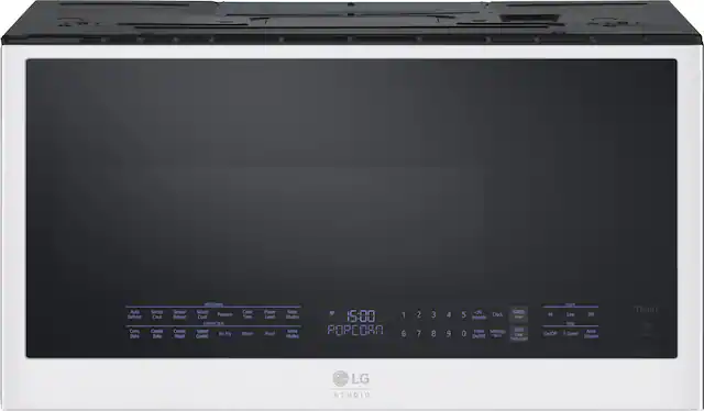 Front. LG - STUDIO 1.7 Cu. Ft. Convection Over-the-Range Microwave with Sensor Cooking and Air Fry - Essence White.