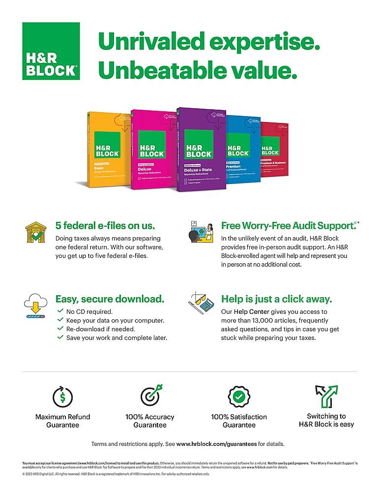 Alt View 11. H&R Block - H&R Block Tax Software Deluxe + State 2023.