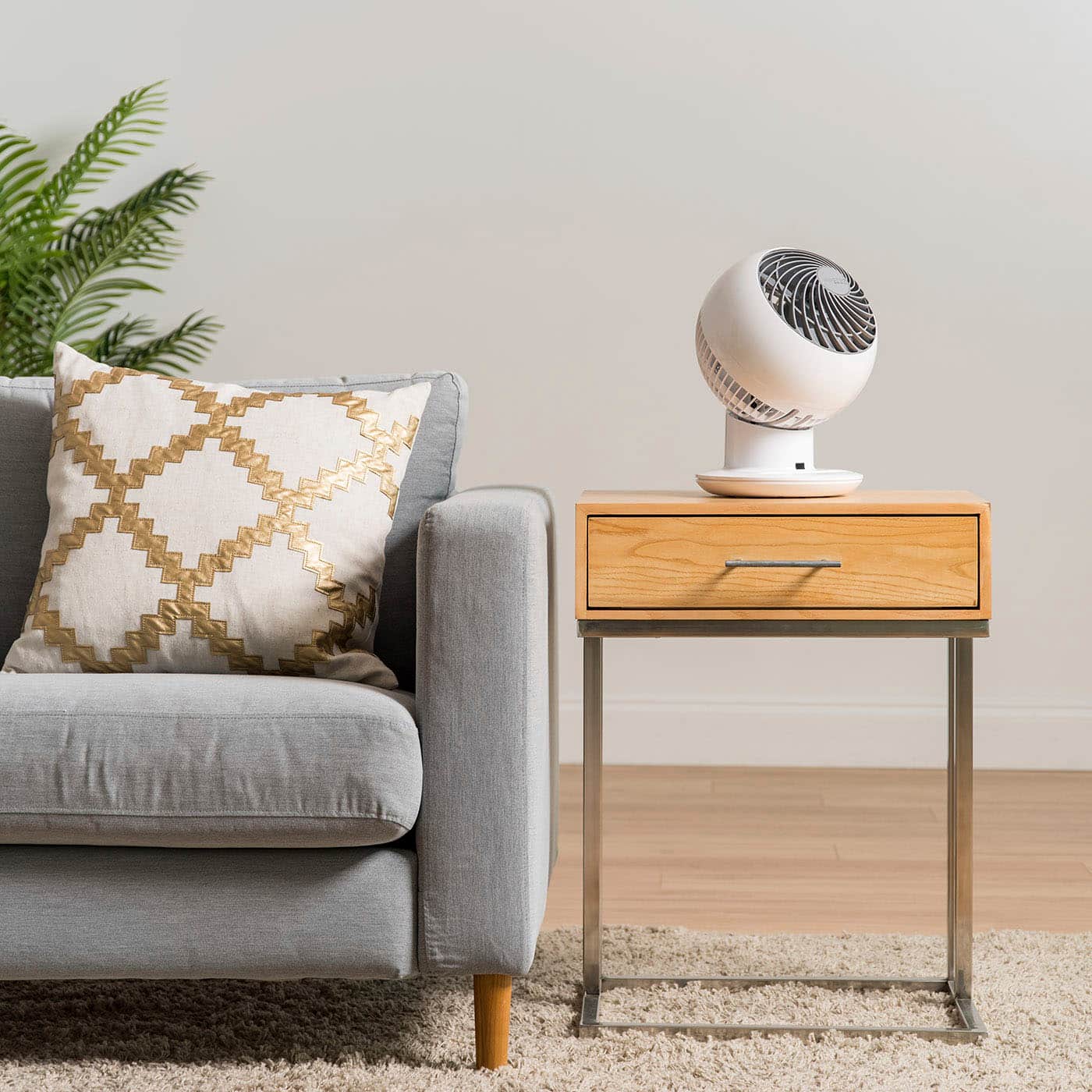 Alt View 13. WOOZOO - Compact Globe Oscillating Fan w/ Remote - 5 Speed - White.