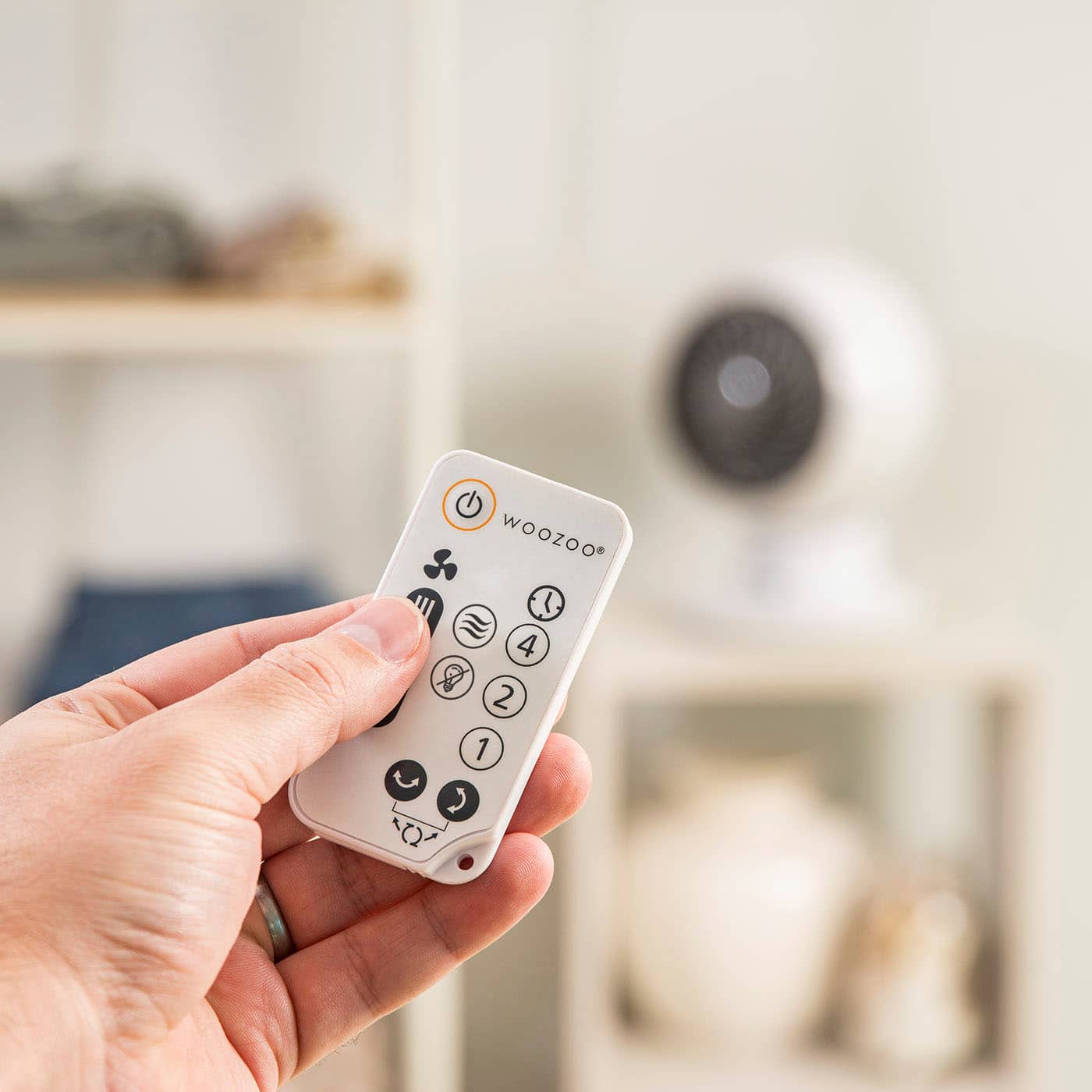 Alt View 16. WOOZOO - Compact Globe Oscillating Fan w/ Remote - 5 Speed - White.