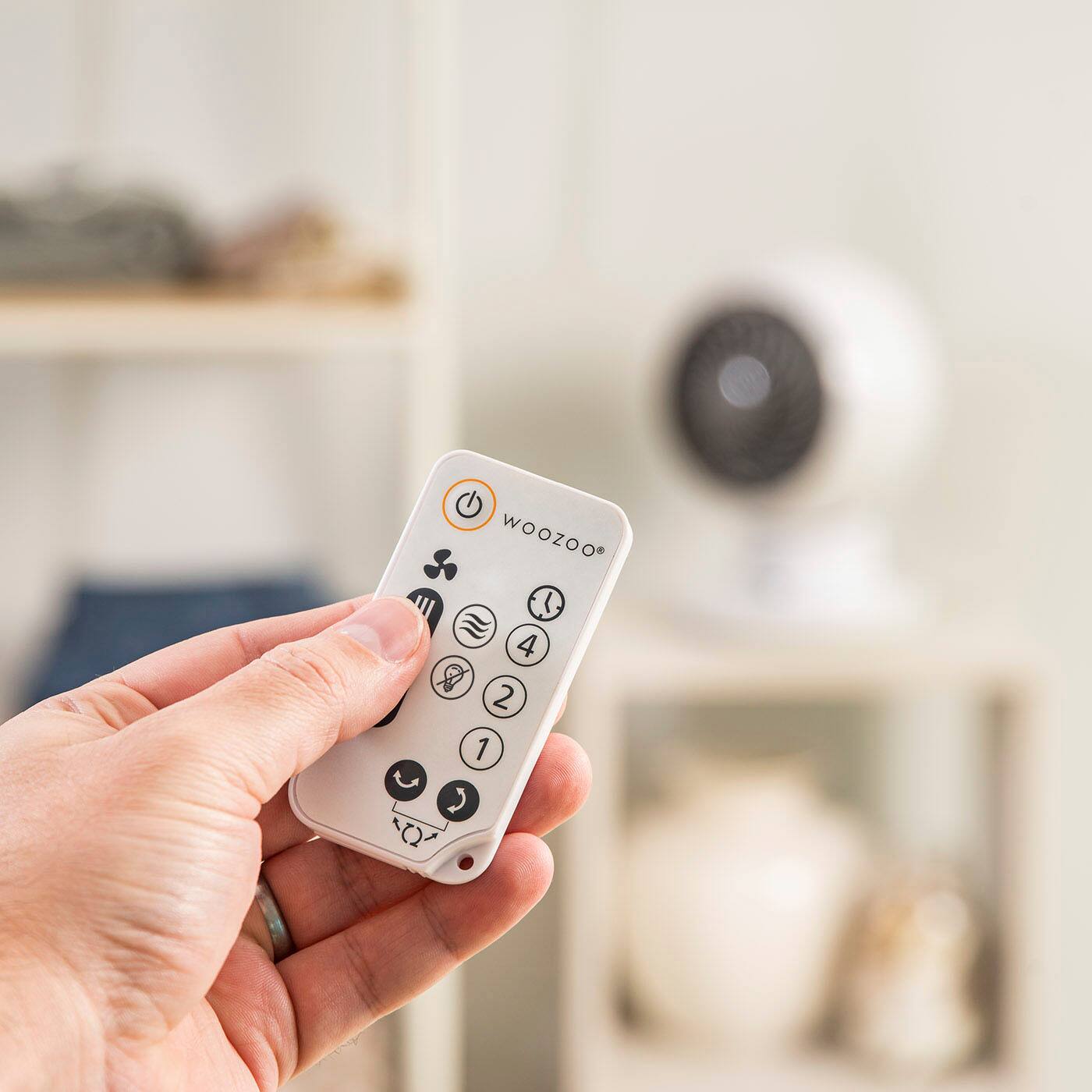 Alt View 16. WOOZOO - Compact Globe Oscillating Fan w/ Remote - 5 Speed - White.