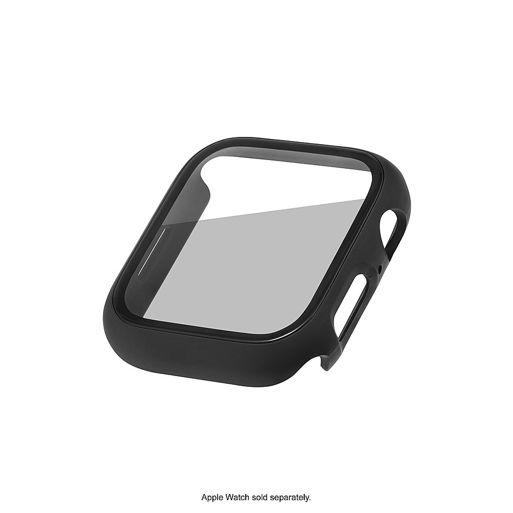 Left View: WITHit - Protective Glass Cover with Integrated Black Bumper for Apple Watch (44mm) - Clear