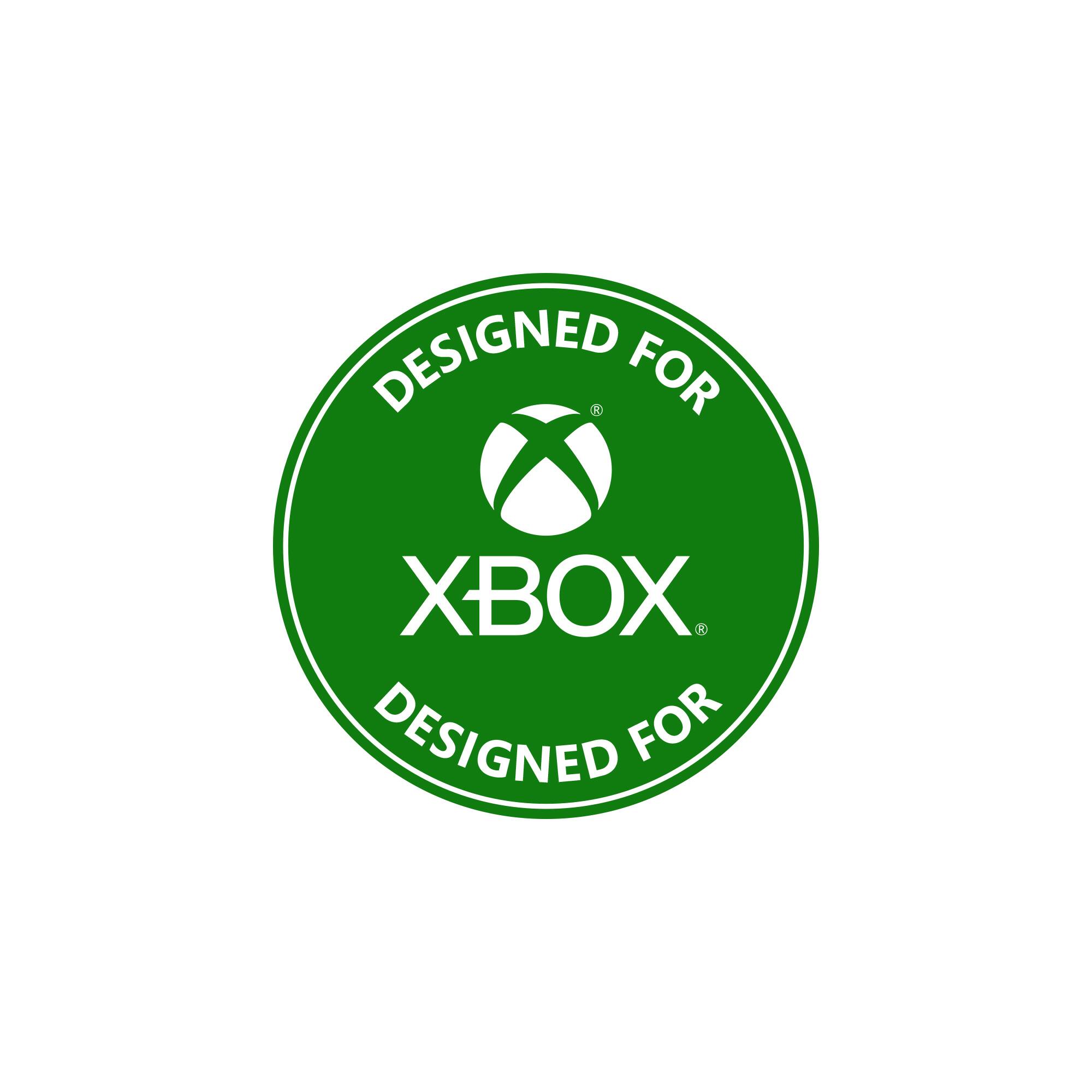 The image features a green Xbox logo, which is designed for Xbox. The logo is displayed prominently in the center of the image, with the words "Designed for Xbox" written below it. The design is clean and simple, emphasizing the brand's focus on gaming and its associated products.