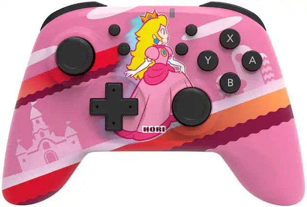 Front. Hori - HORIPAD (Peach) Wireless for Nintendo Switch - Pink.