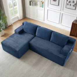 Anysun - L-Shaped Modular Cloud Sectional Sofa with Deep Seat – No Assembly Required, Left Facing - Blue