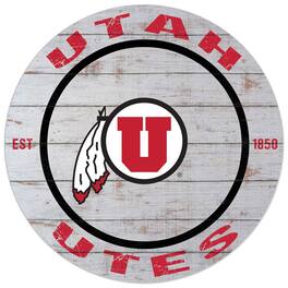 Jardine - Utah Utes 20'' x 20'' Indoor/Outdoor Weathered Circle Sign - Multicolor