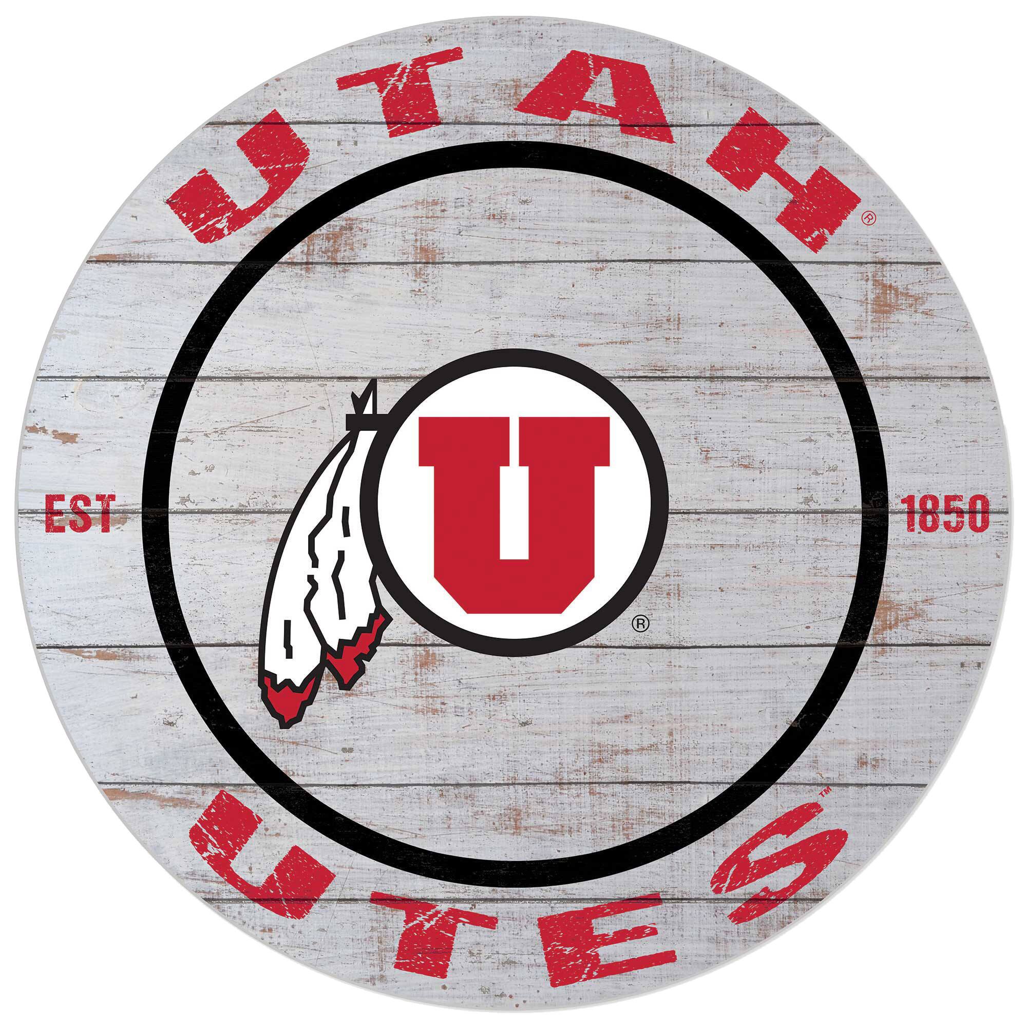 Utah Utes 20'' x 20'' Indoor/Outdoor Weathered Circle Sign