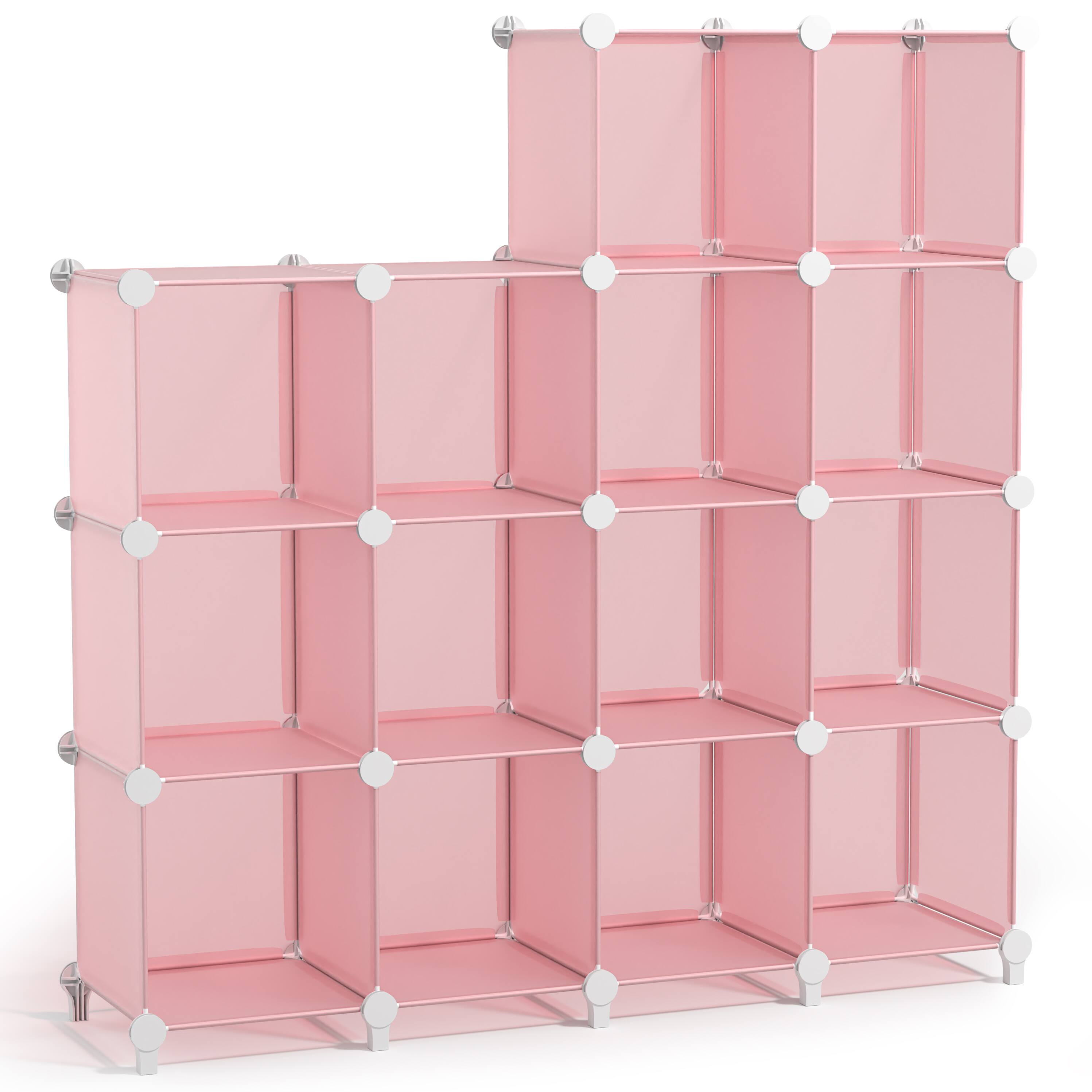 Angle. Sorbus - Sorbus 14 Cube Storage Organizer –Waterproof Cubby Shelf - Closet, Toys, Books, Shoes, Décor –Bedroom, Living Room, Kids - Pink.