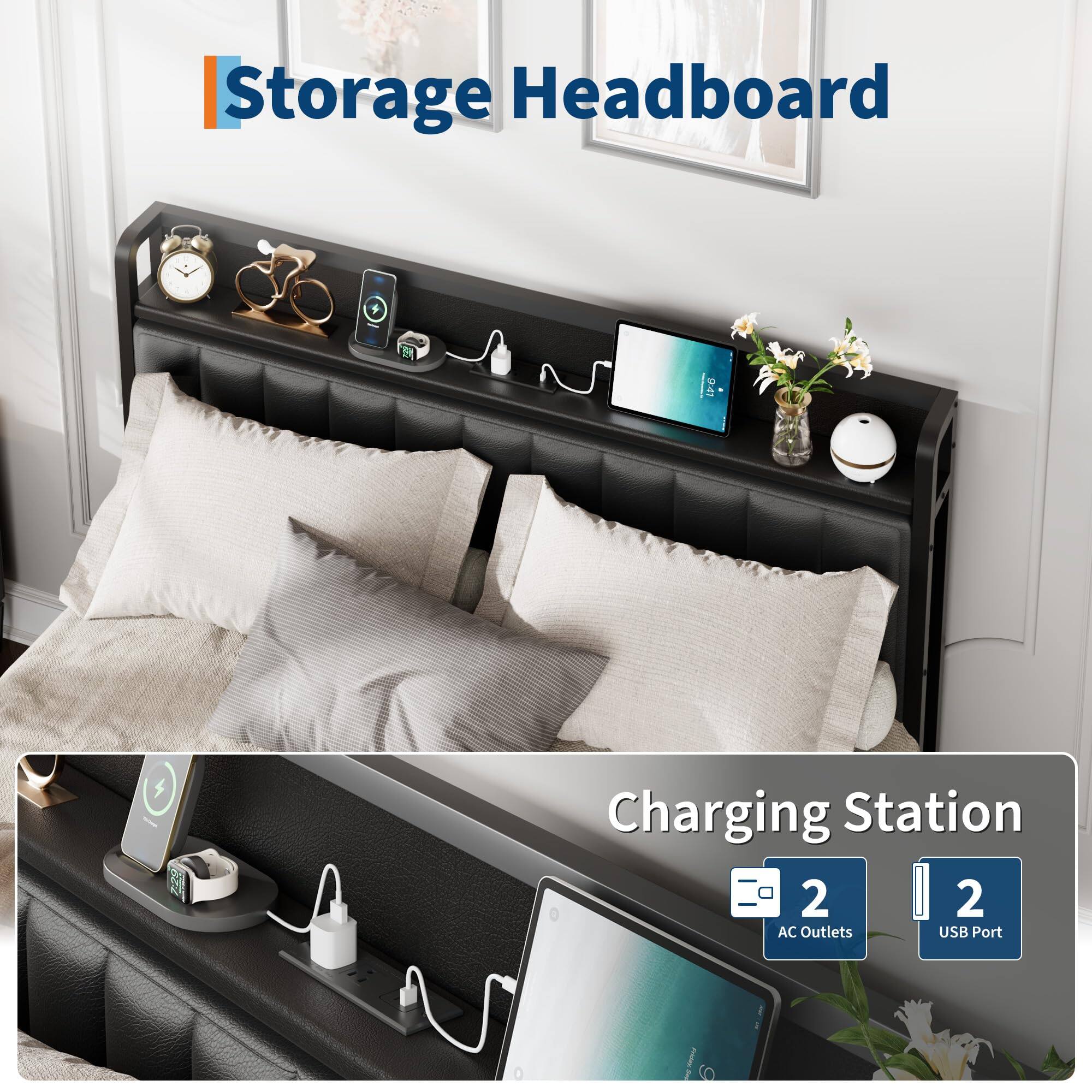 Storage Headboard

Charging Station

2 AC Outlets

2 USB Ports