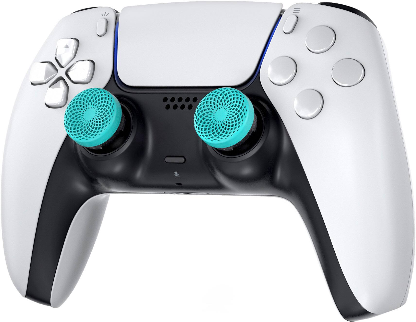 Back. KontrolFreek - Action Lotus Thumbsticks, PlayStation 5 - Teal/Clear.