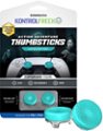 Front. KontrolFreek - Action Lotus Thumbsticks, PlayStation 5 - Teal/Clear.