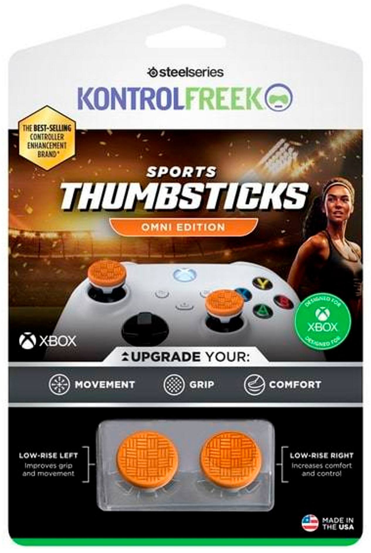 Steelseries KontrolFreek Sports Thumbsticks Omni Edition for Xbox: Upgrade your grip and movement with these thumbsticks designed for Xbox. Made in the USA, these thumbsticks improve grip and movement, as well as increase comfort and control. The low-rise design is suitable for both left and right hands.