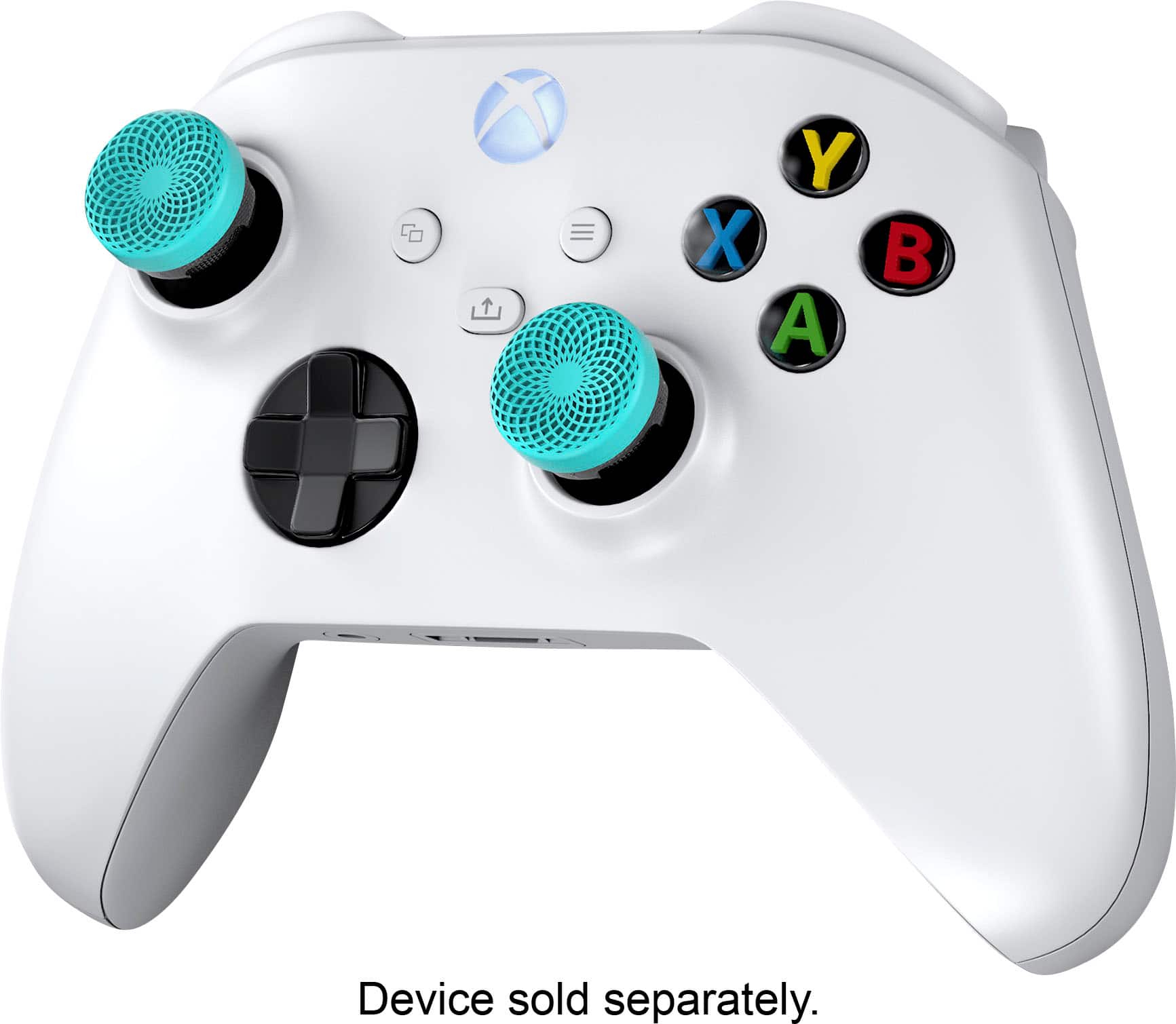 The text on the image reads: "Device sold separately."