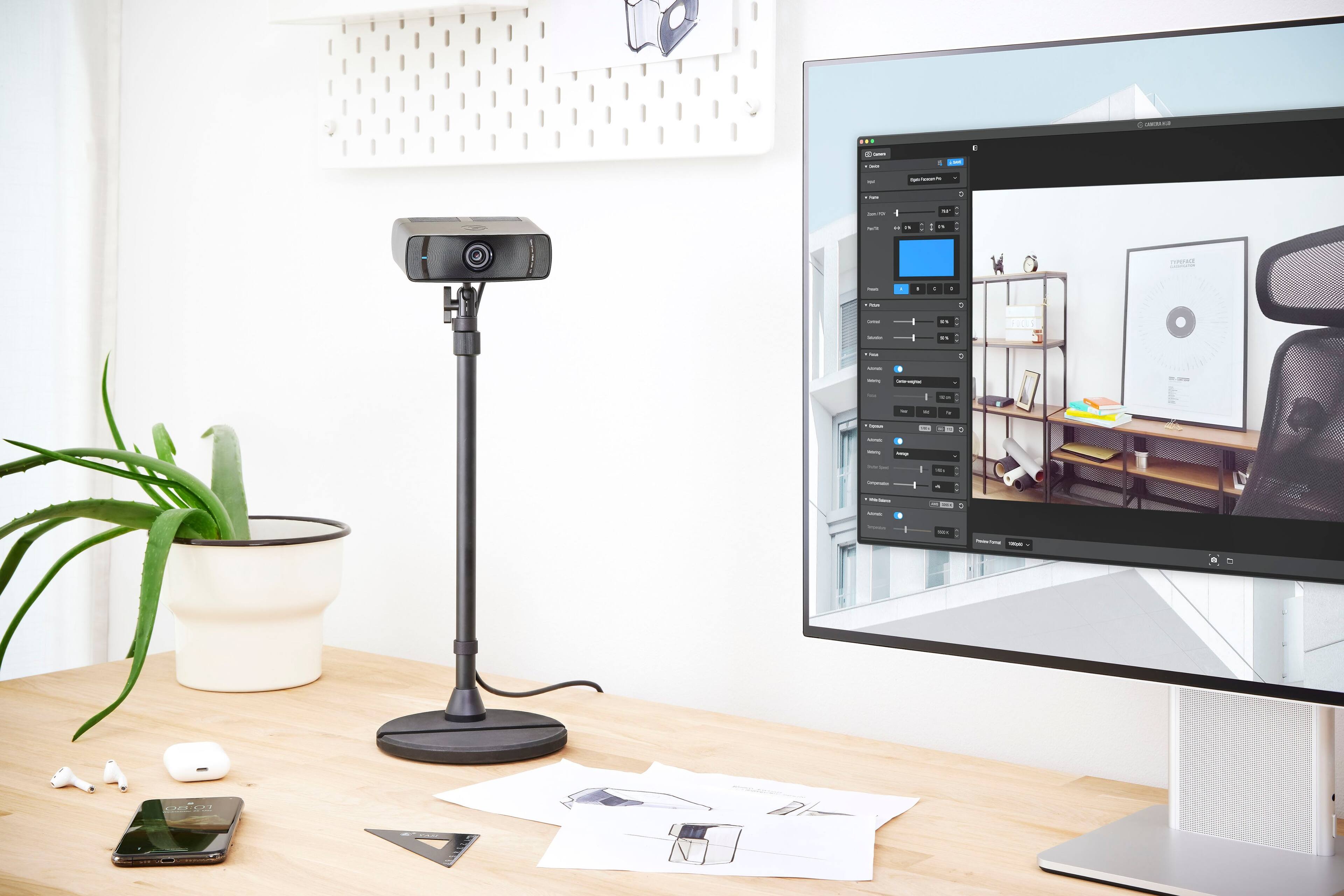 Alt View 25. Elgato - Facecam Pro, True 4K60 Ultra HD Webcam SONY Starvis Sensor for Video Conferencing, Gaming and Streaming - Black.