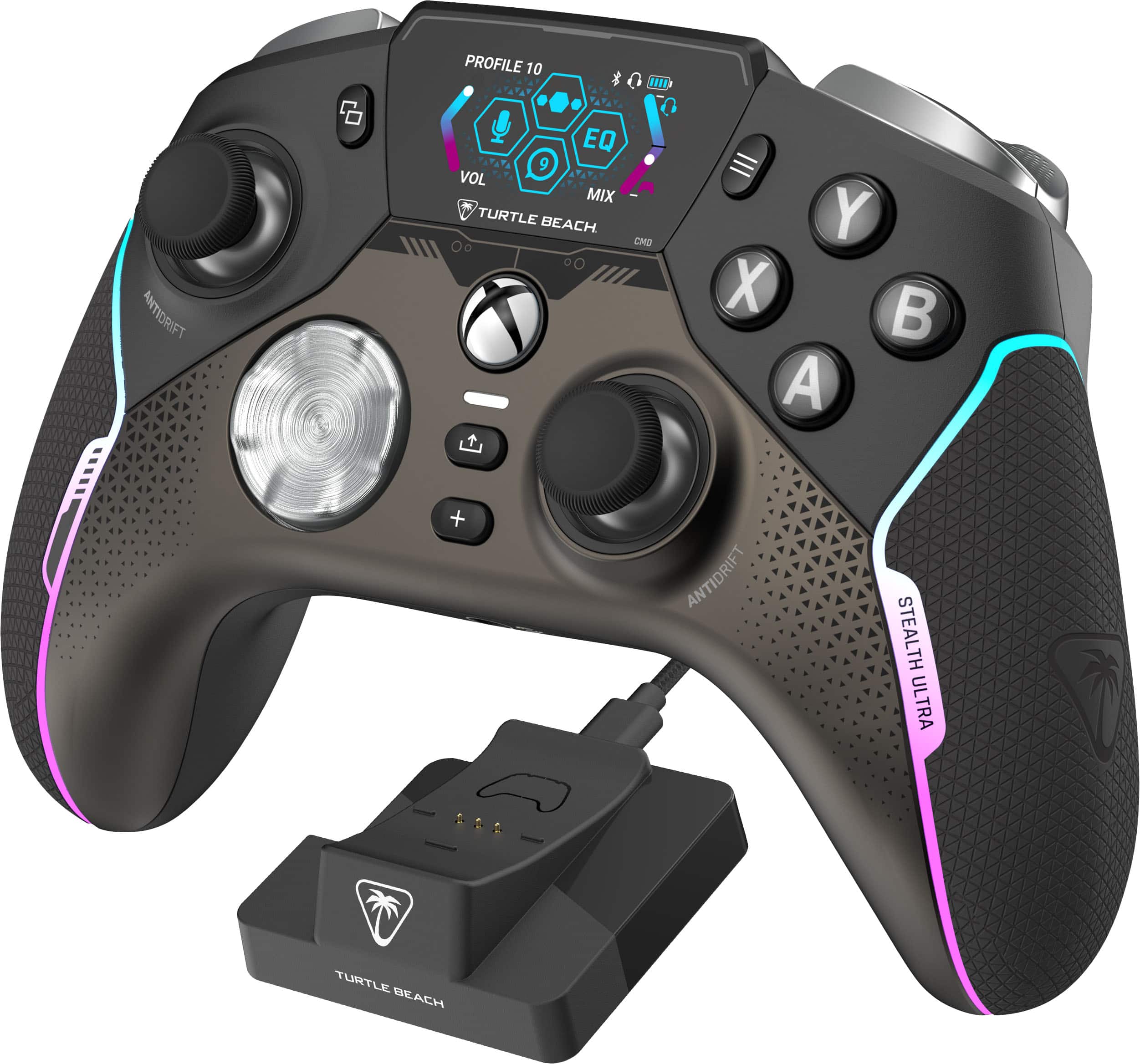 Angle. Turtle Beach - Stealth Ultra Wireless Controller with charge dock, 30-hour battery designed for Xbox Series X|S, Windows PC, Android - Black.
