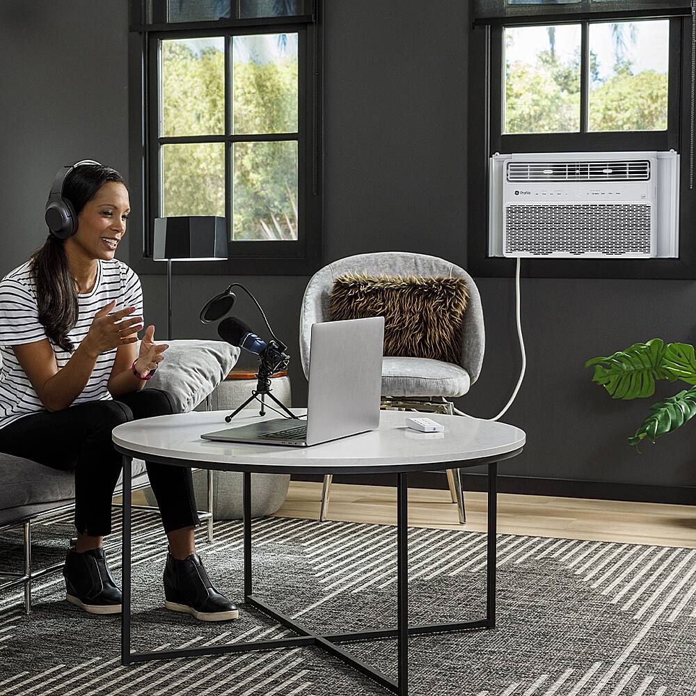 Alt View 11. Profile - 550 Sq. Ft. 12000 BTU Smart Window Air Conditioner - White.