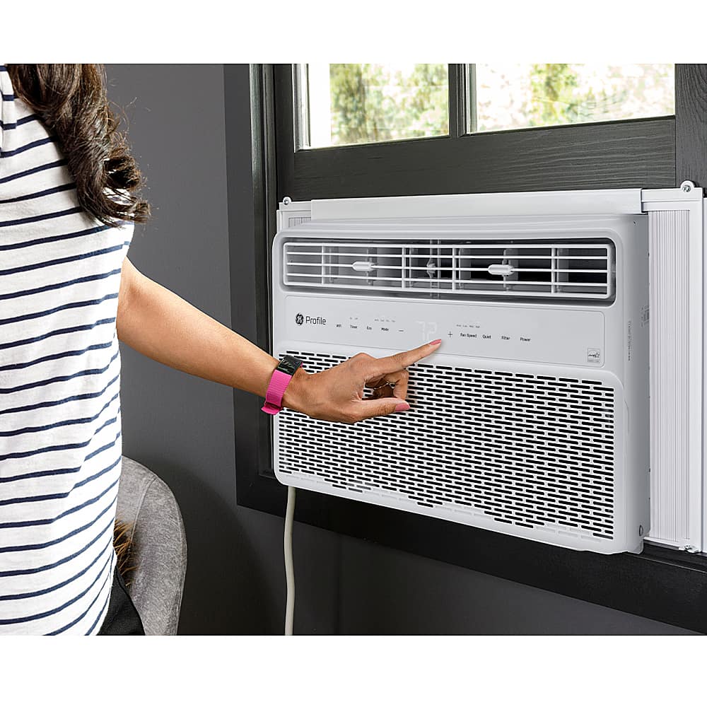 Alt View 12. Profile - 350 Sq. Ft. 8000 BTU Smart Window Air Conditioner - White.