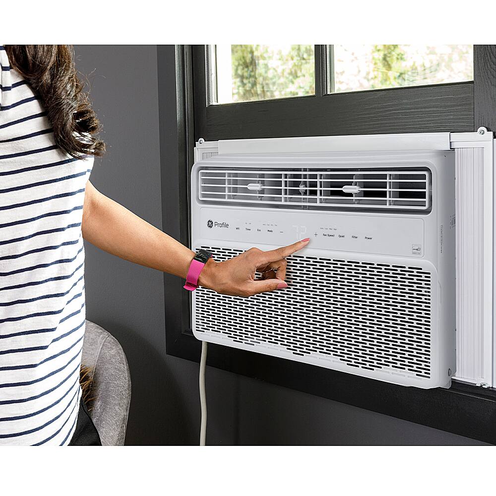 Alt View 12. Profile - 350 Sq. Ft. 8000 BTU Smart Window Air Conditioner - White.