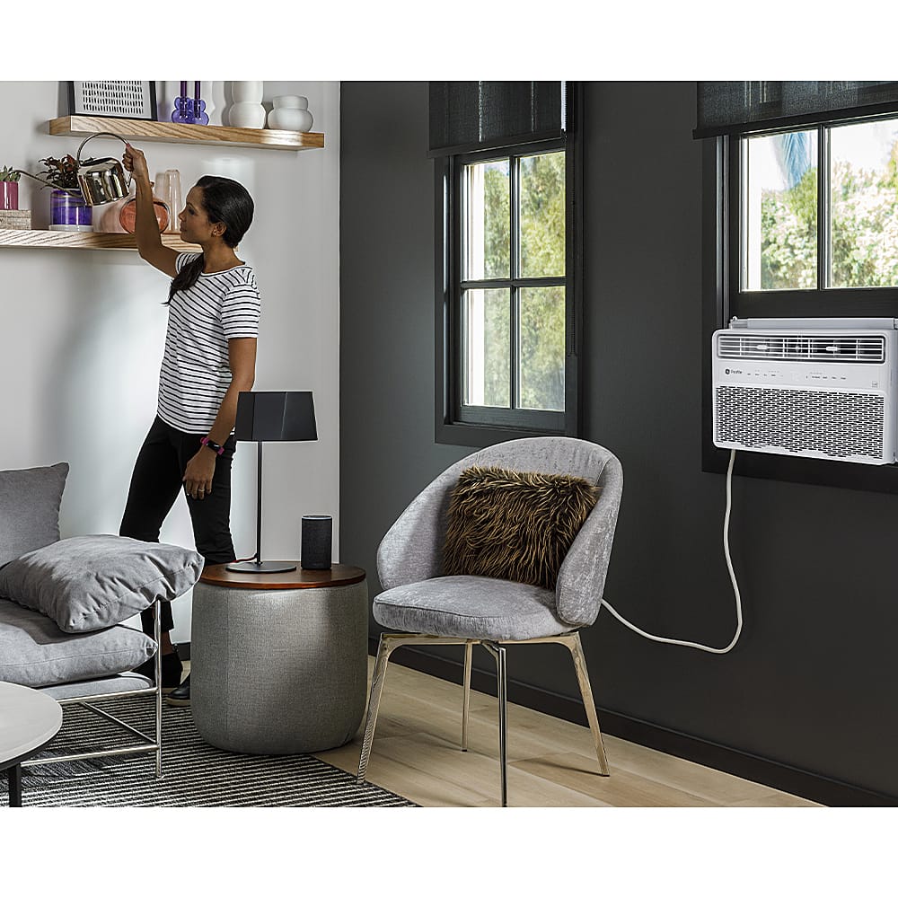 Alt View 14. Profile - 350 Sq. Ft. 8000 BTU Smart Window Air Conditioner - White.