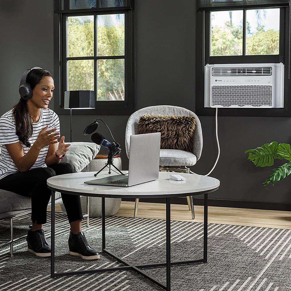 Alt View 11. Profile - 350 Sq. Ft. 8000 BTU Smart Window Air Conditioner - White.