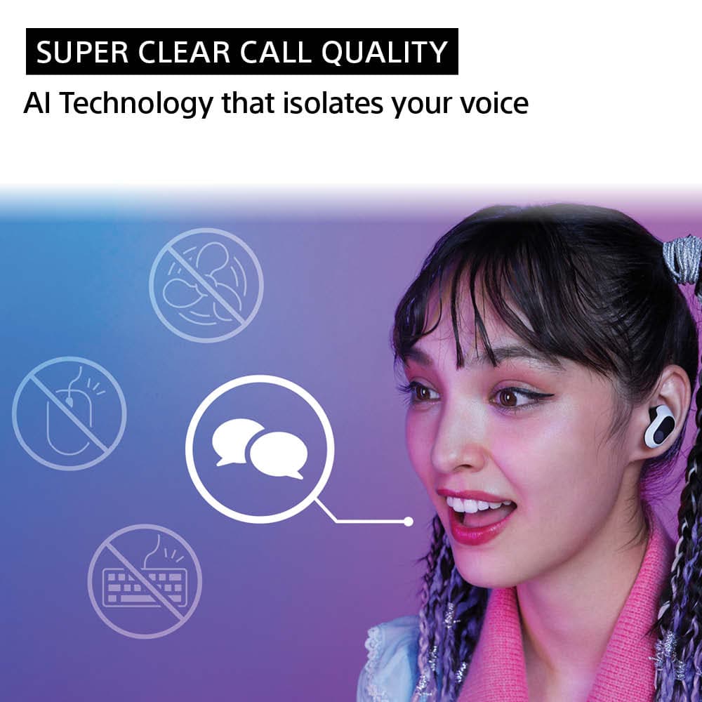 Super Clear Call Quality: AI Technology that isolates your voice.