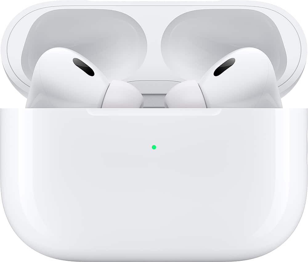 Alt View 12. Apple - Geek Squad Certified Refurbished AirPods Pro (2nd generation) with MagSafe Case (USB‑C) - White.