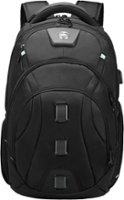 Swissdigital Design - Pixel Pro Notebook Backpack with Integrated USB Charging Port/RFID Protection - Black - Front_Zoom