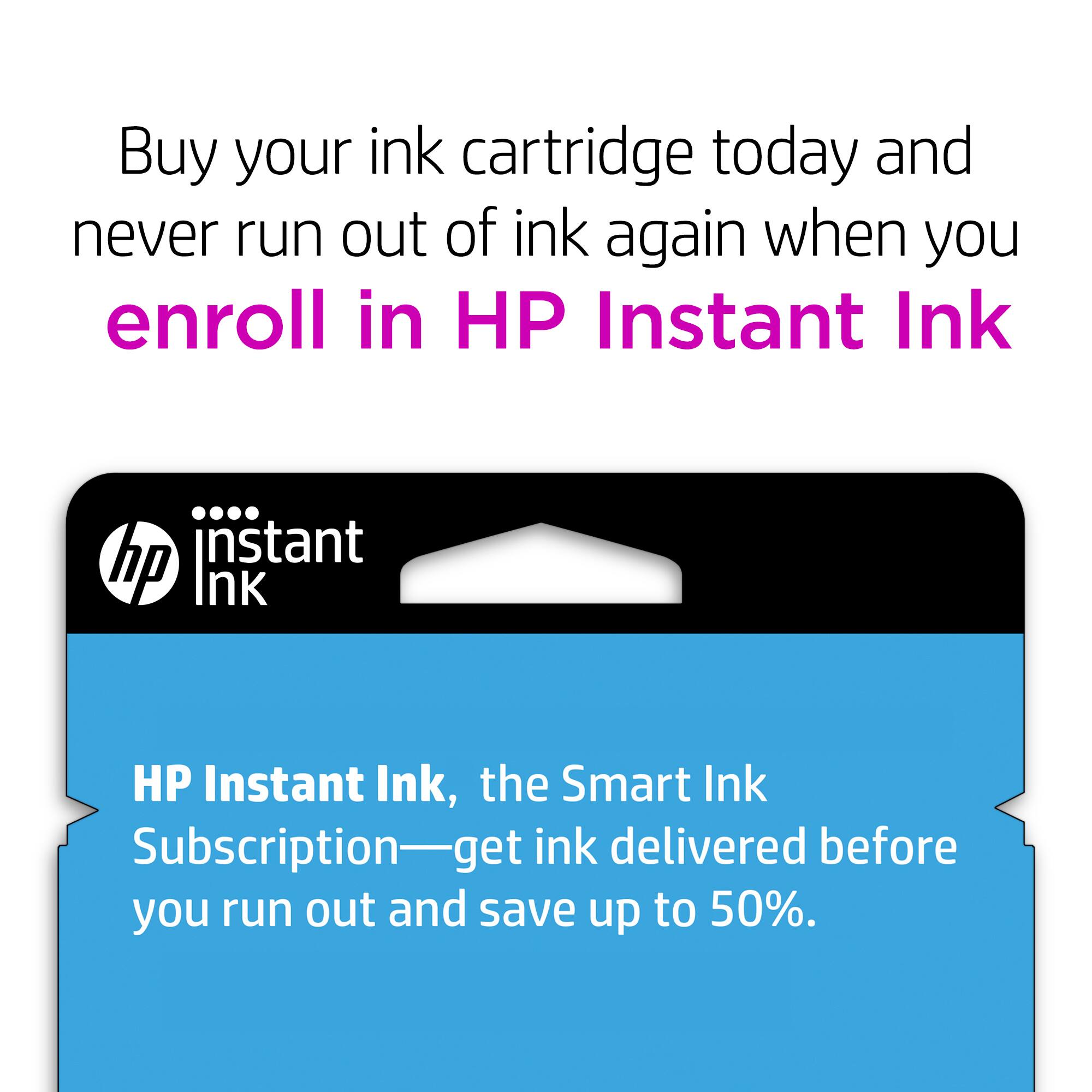 Buy your ink cartridge today and never run out of ink again when you enroll in HP Instant Ink. HP Instant Ink is the Smart Ink Subscription, get ink delivered before you run out and save up to 50%.