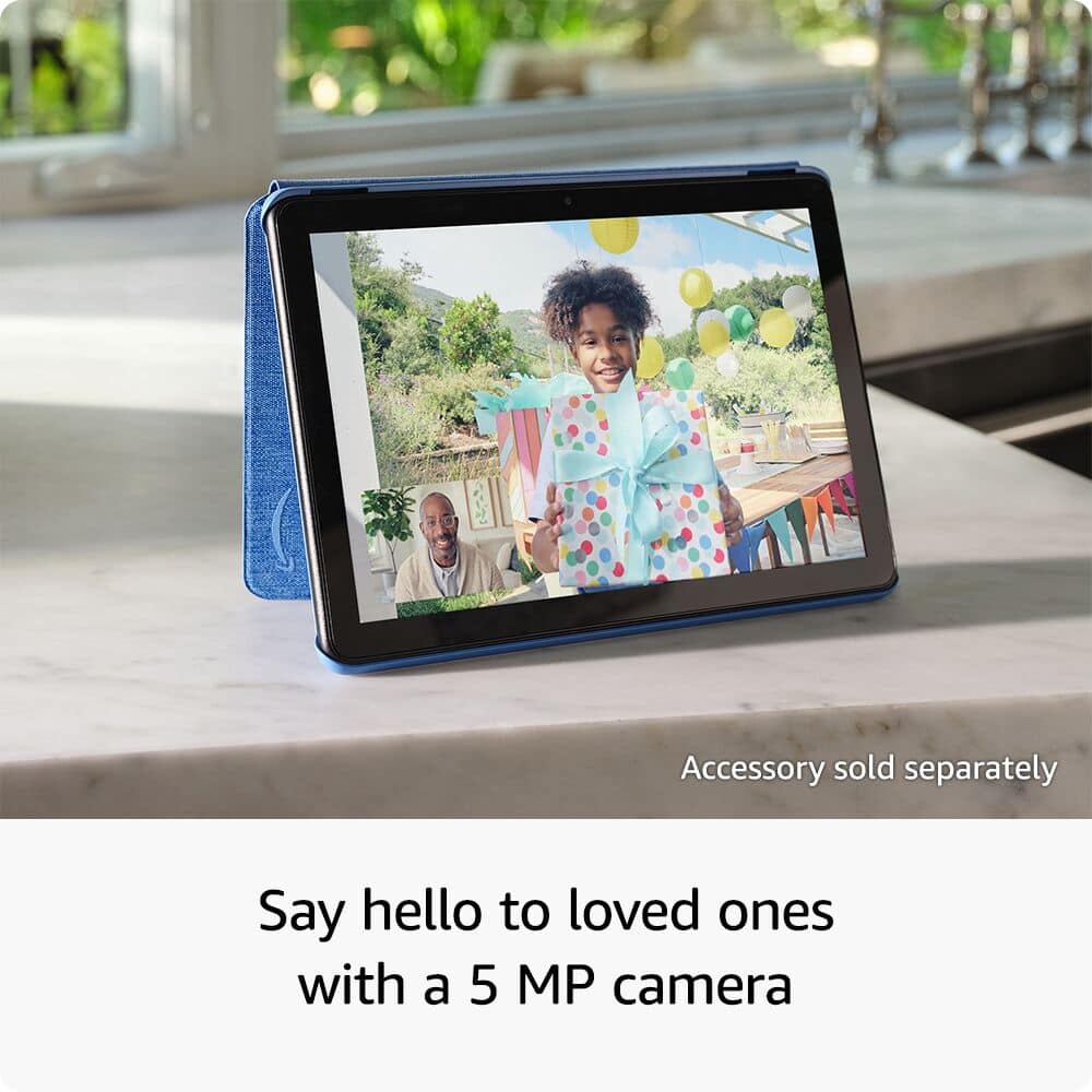 Accessory sold separately. Say hello to loved ones with a 5 MP camera.