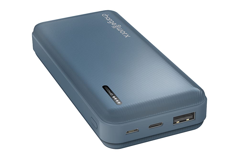 Front. Chargeworx - 10,000mAh Dual USB Power Bank - Bluestone.